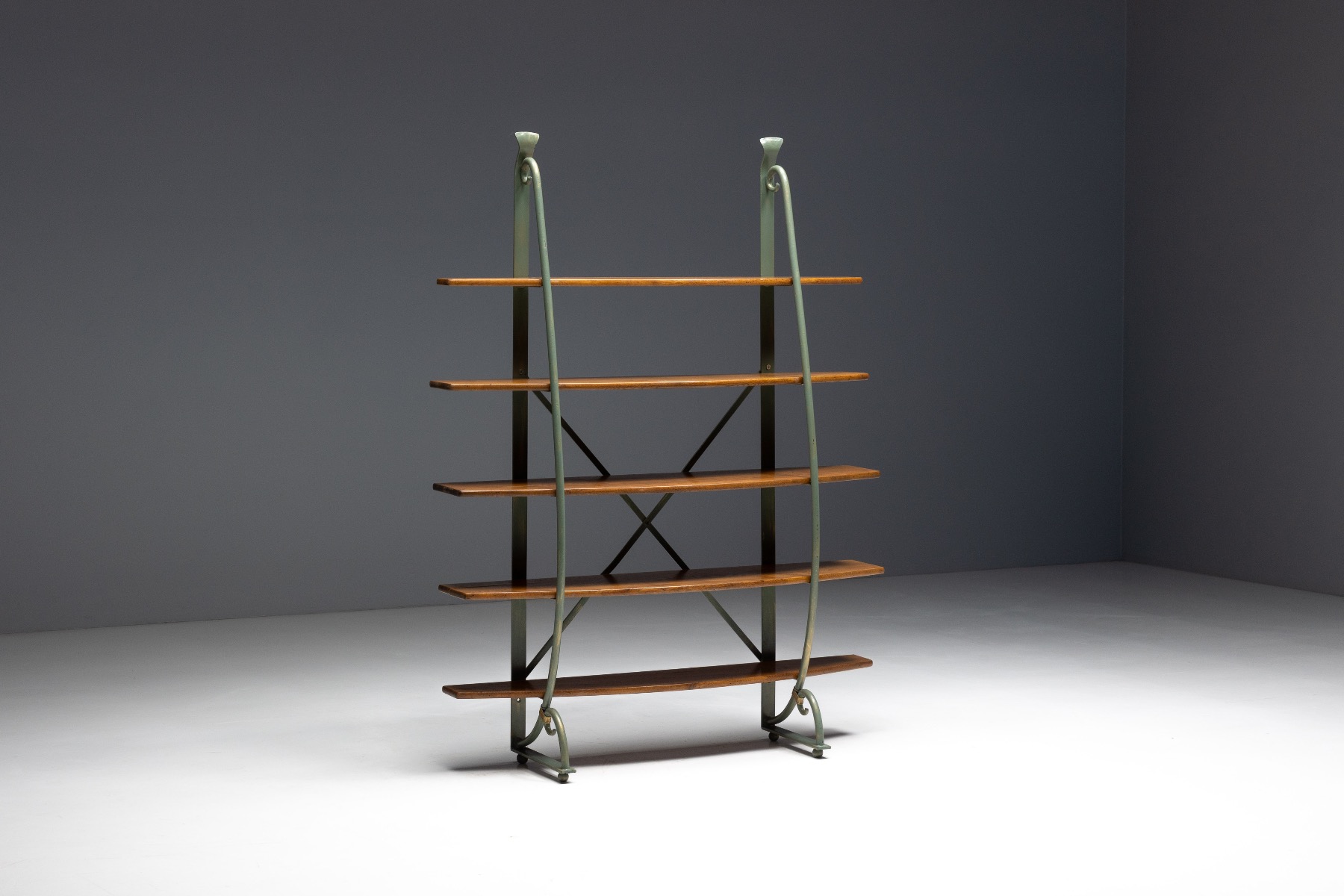 Bakery Display Rack with Iron Frame and Oak Shelves, France – 1920s