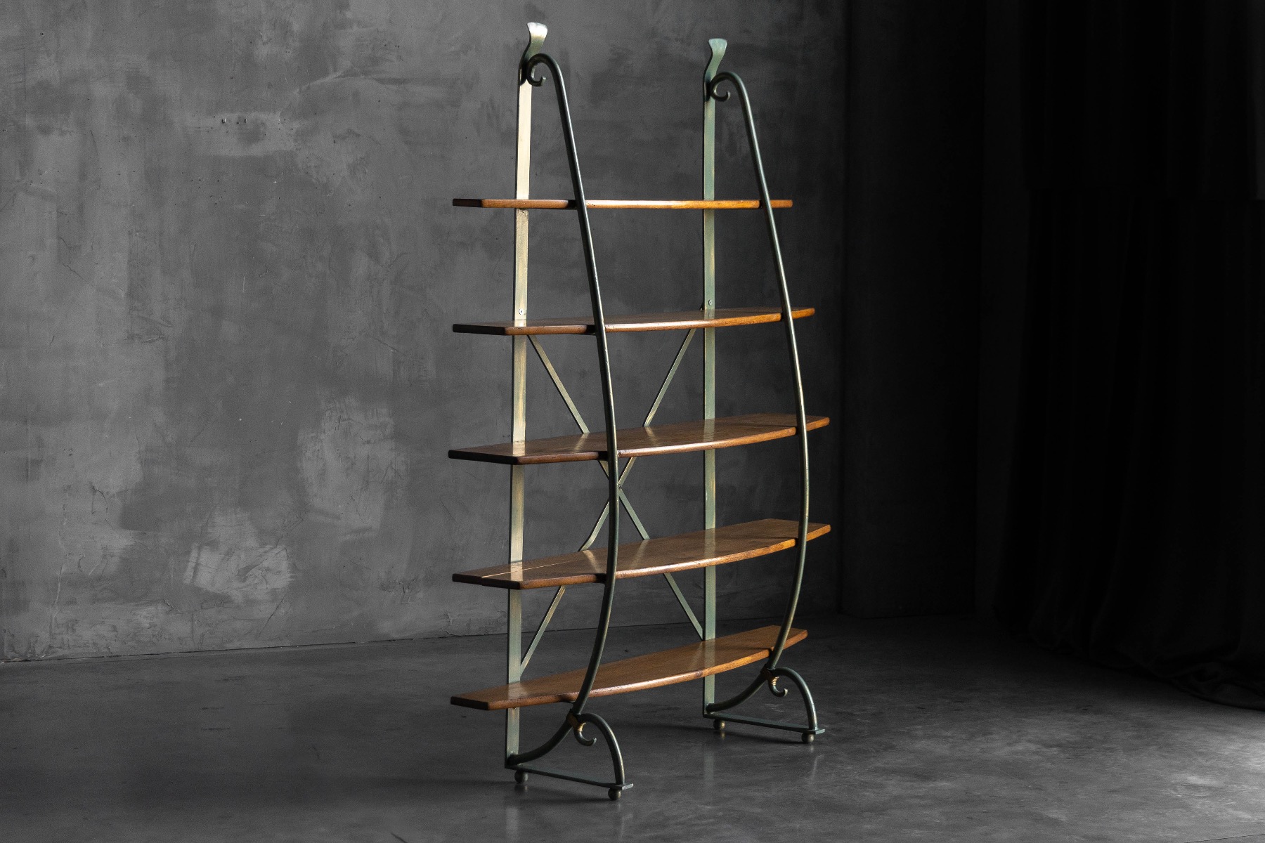 Bakery Display Rack with Iron Frame and Oak Shelves, France – 1920s
