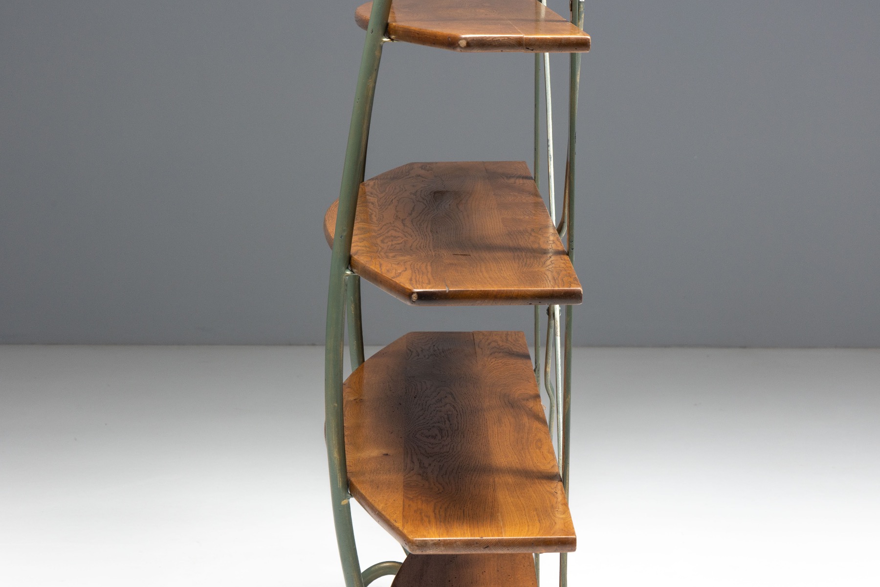 Bakery Display Rack with Iron Frame and Oak Shelves, France – 1920s