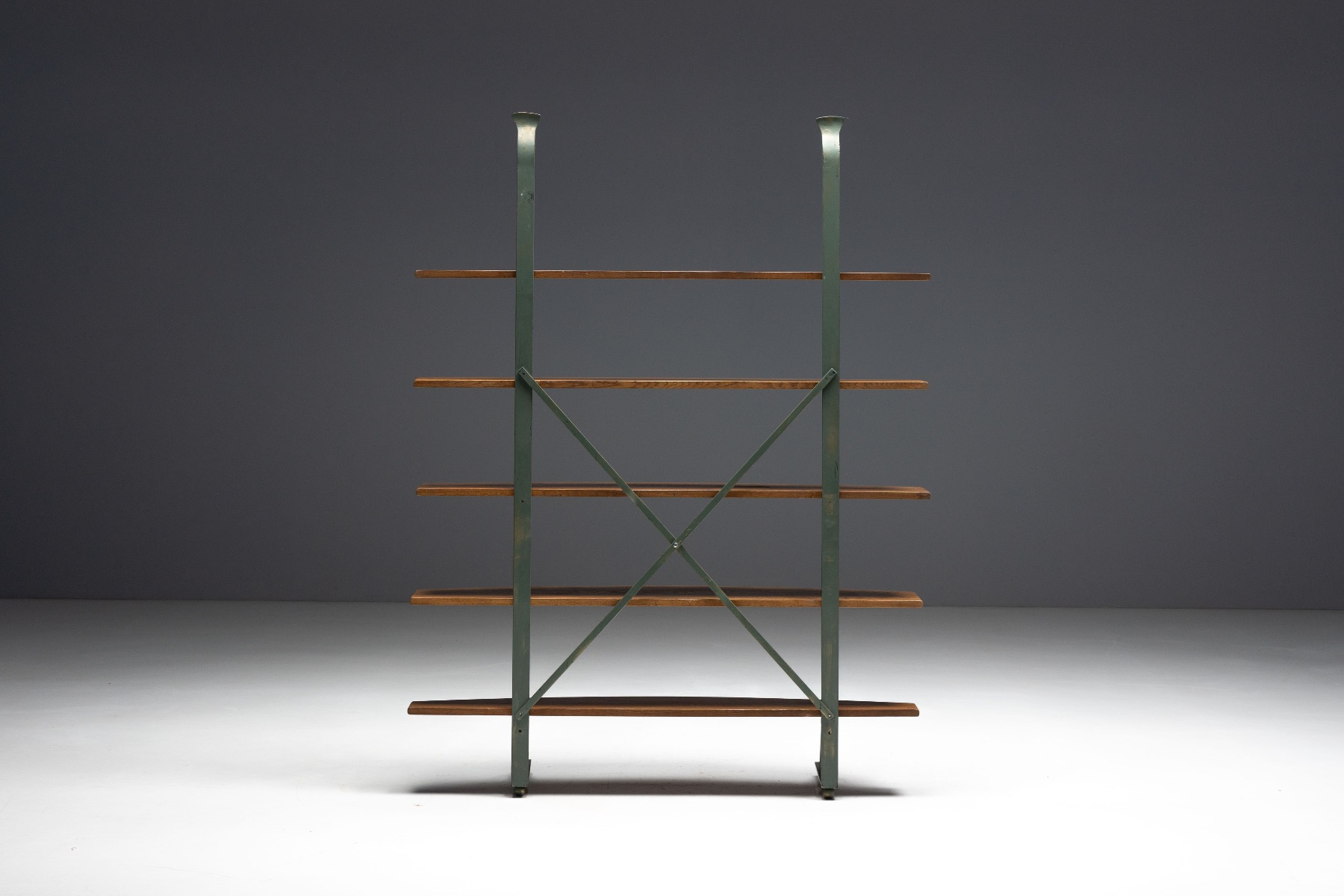 Bakery Display Rack with Iron Frame and Oak Shelves, France – 1920s