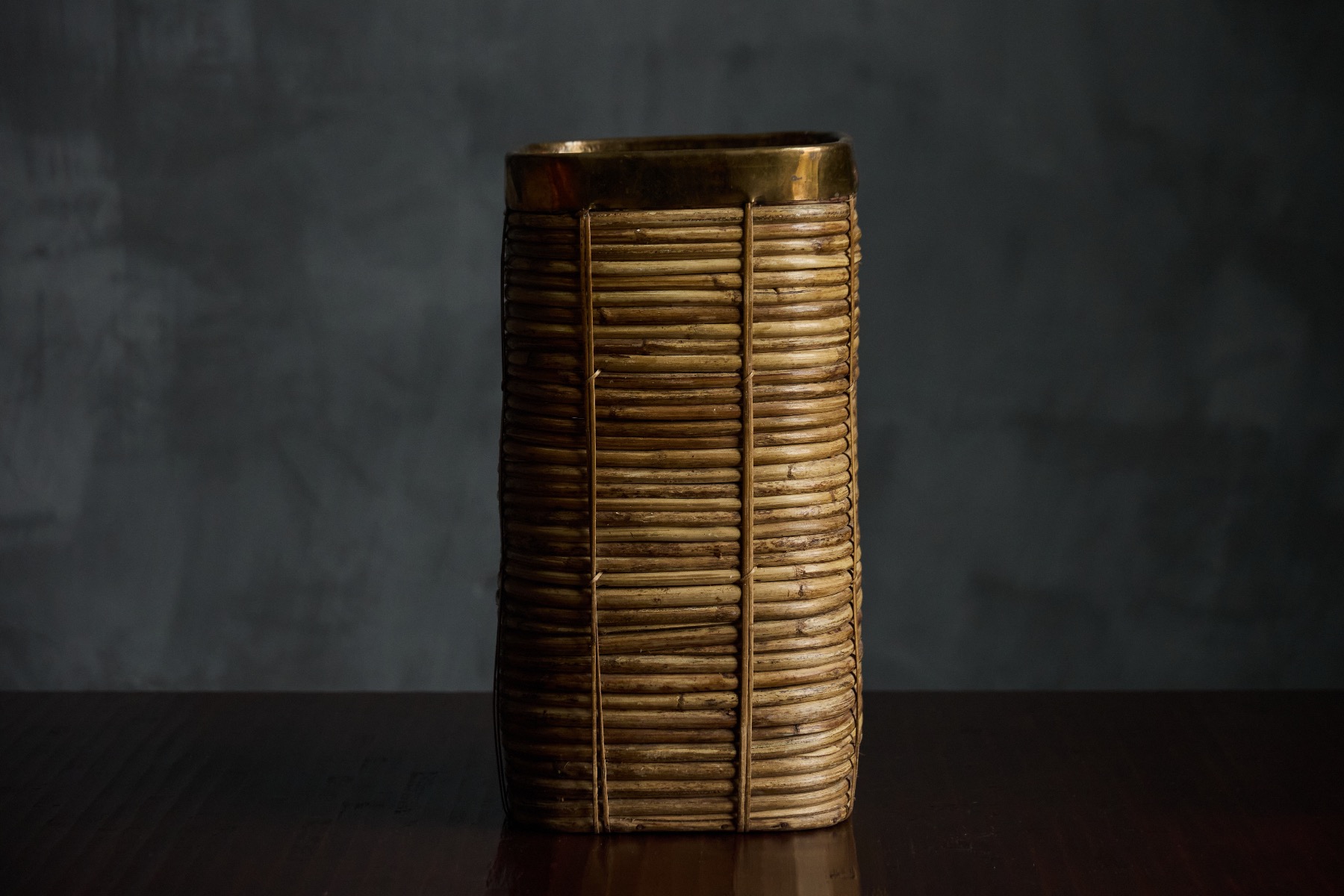 Bamboo and Brass Basket - 1970s 