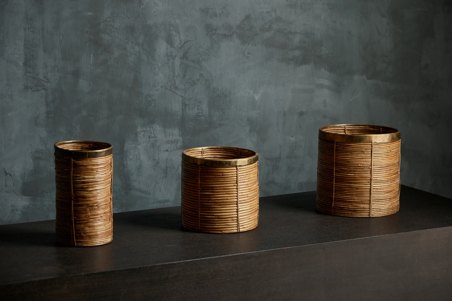 Bamboo and Brass Basket Set - 1970s