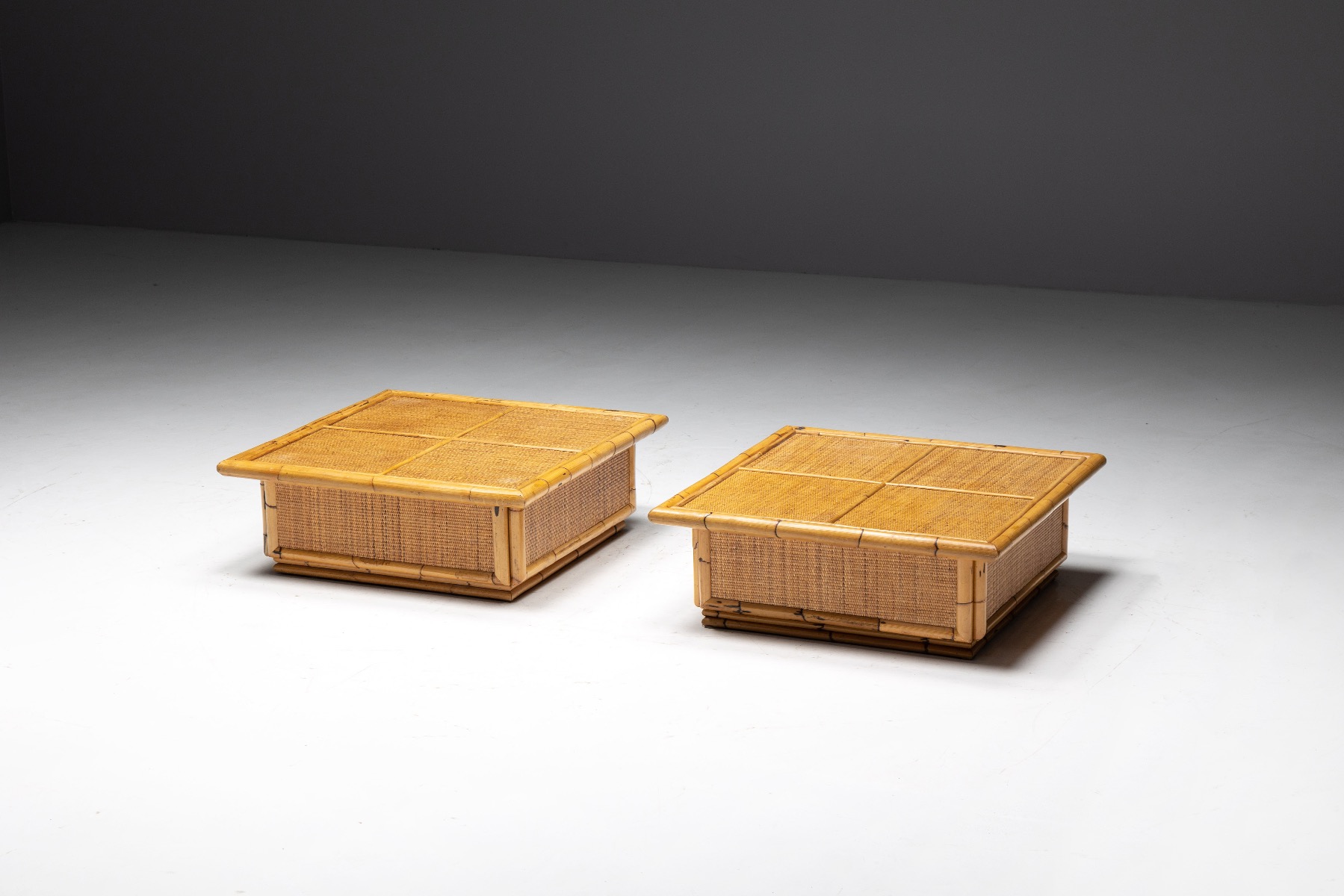Bamboo and Rattan Coffee Table by Dal Vera - 1960s