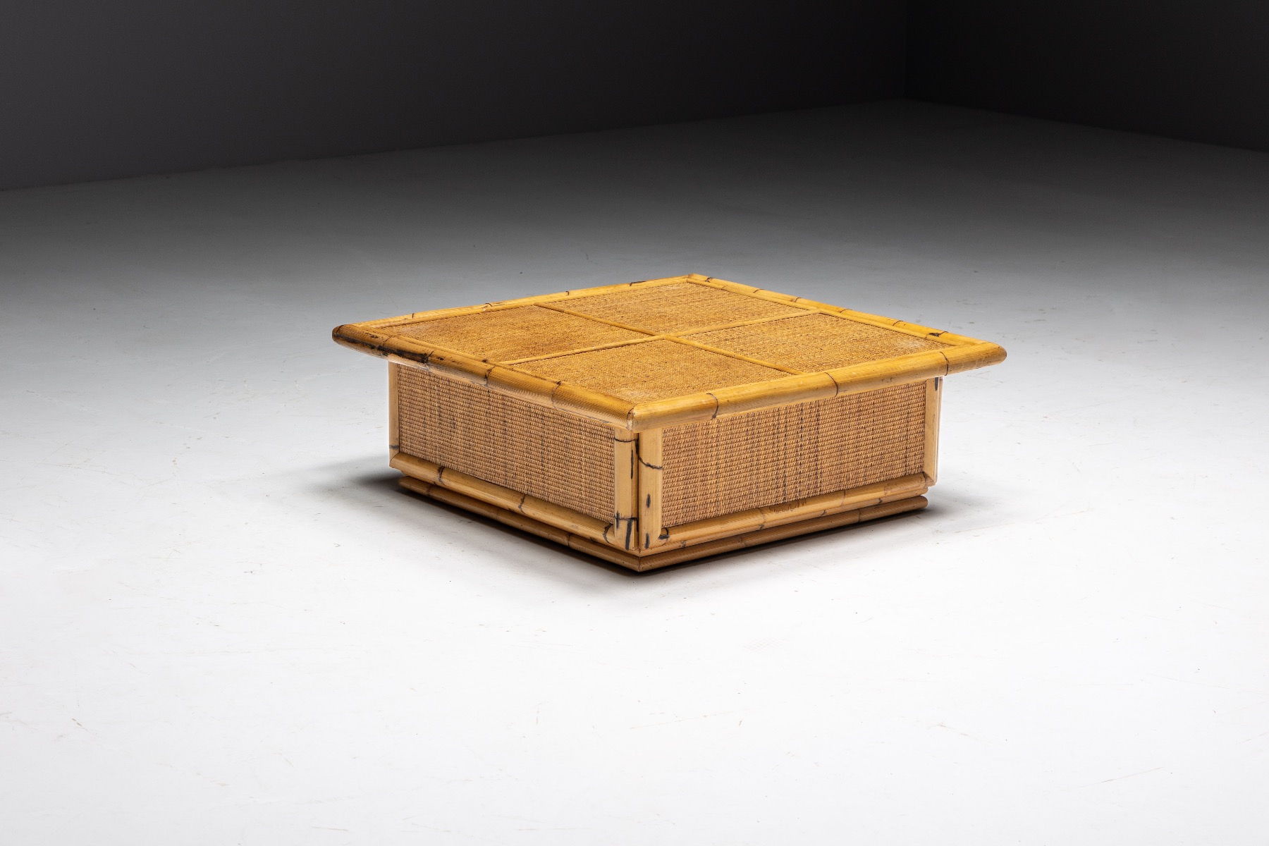 Bamboo and Rattan Coffee Table by Dal Vera - 1960s