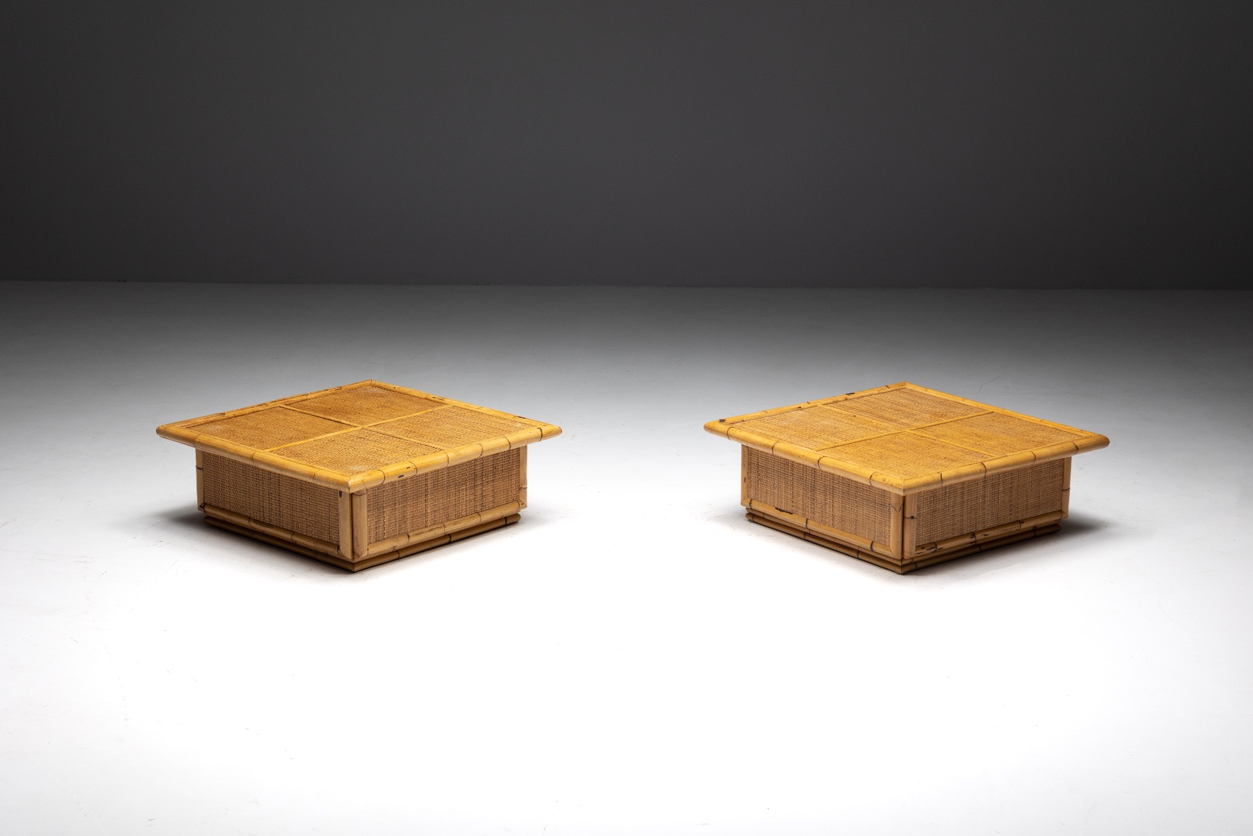 Bamboo and Rattan Coffee Table by Dal Vera - 1960s