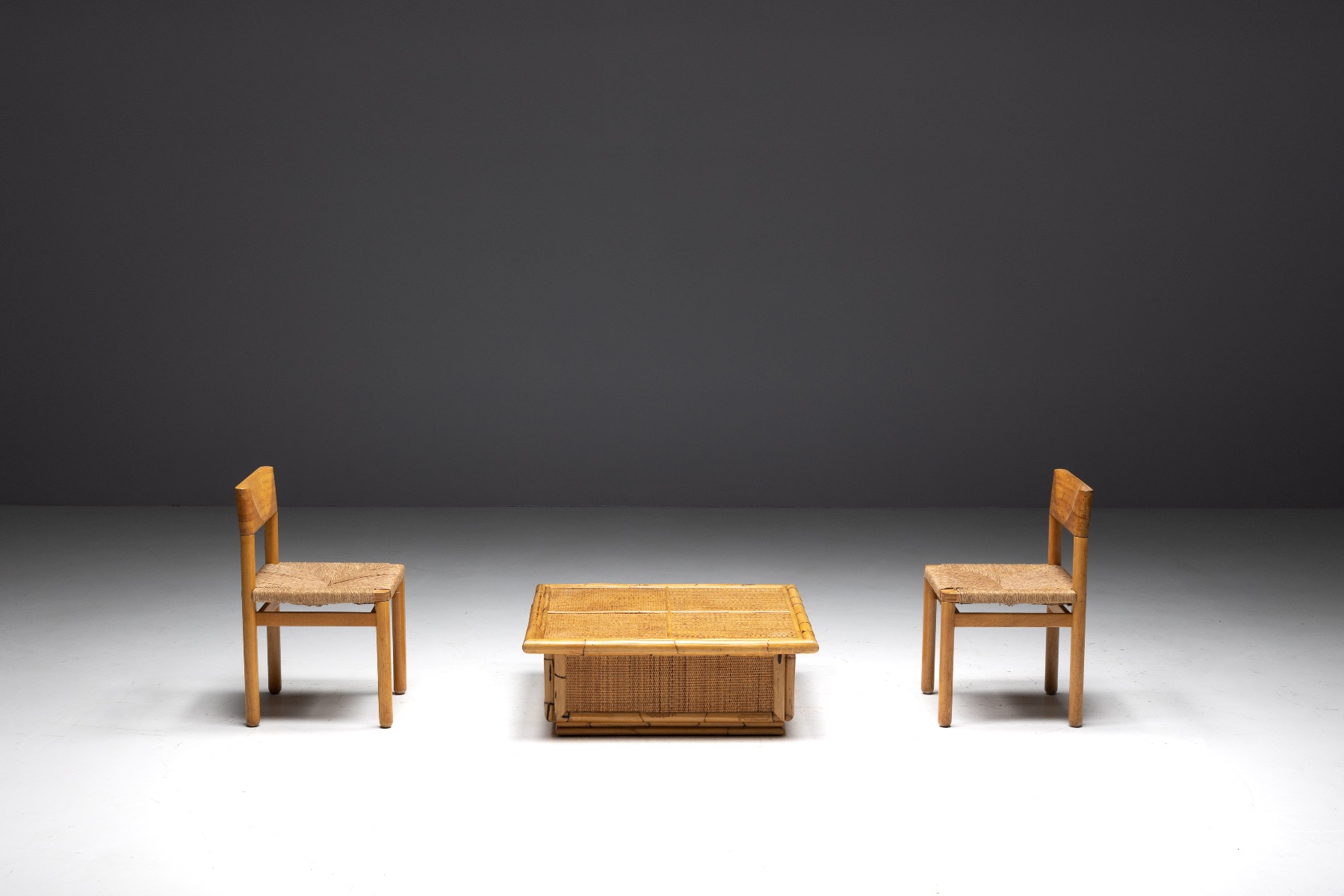 Bamboo and Rattan Coffee Table by Dal Vera - 1960s