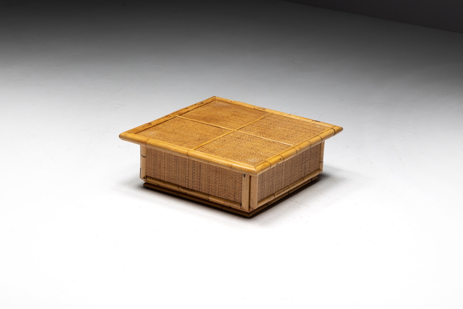 Bamboo and Rattan Coffee Table by Dal Vera - 1960s