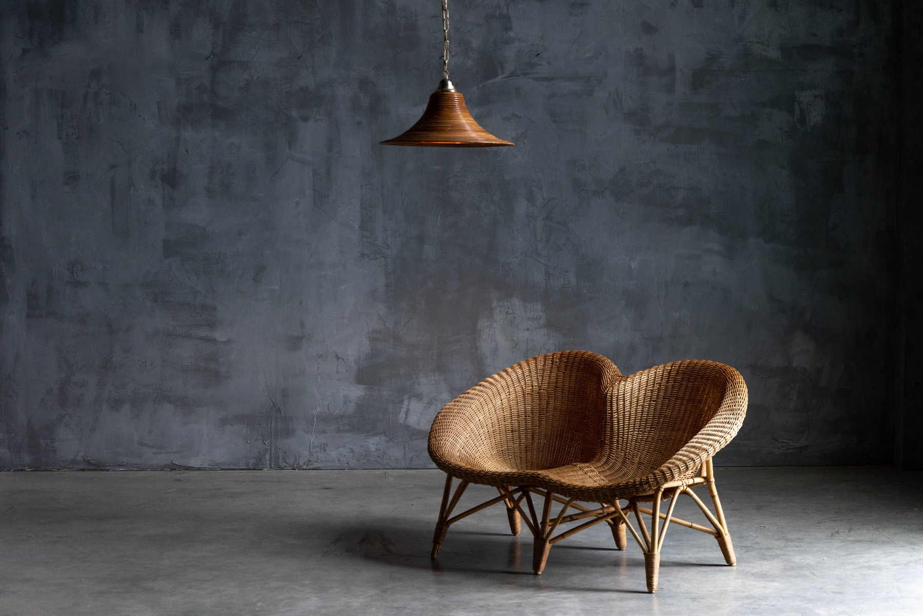Bamboo Rattan Pendant Lamps by Vivai del Sud - 1970s