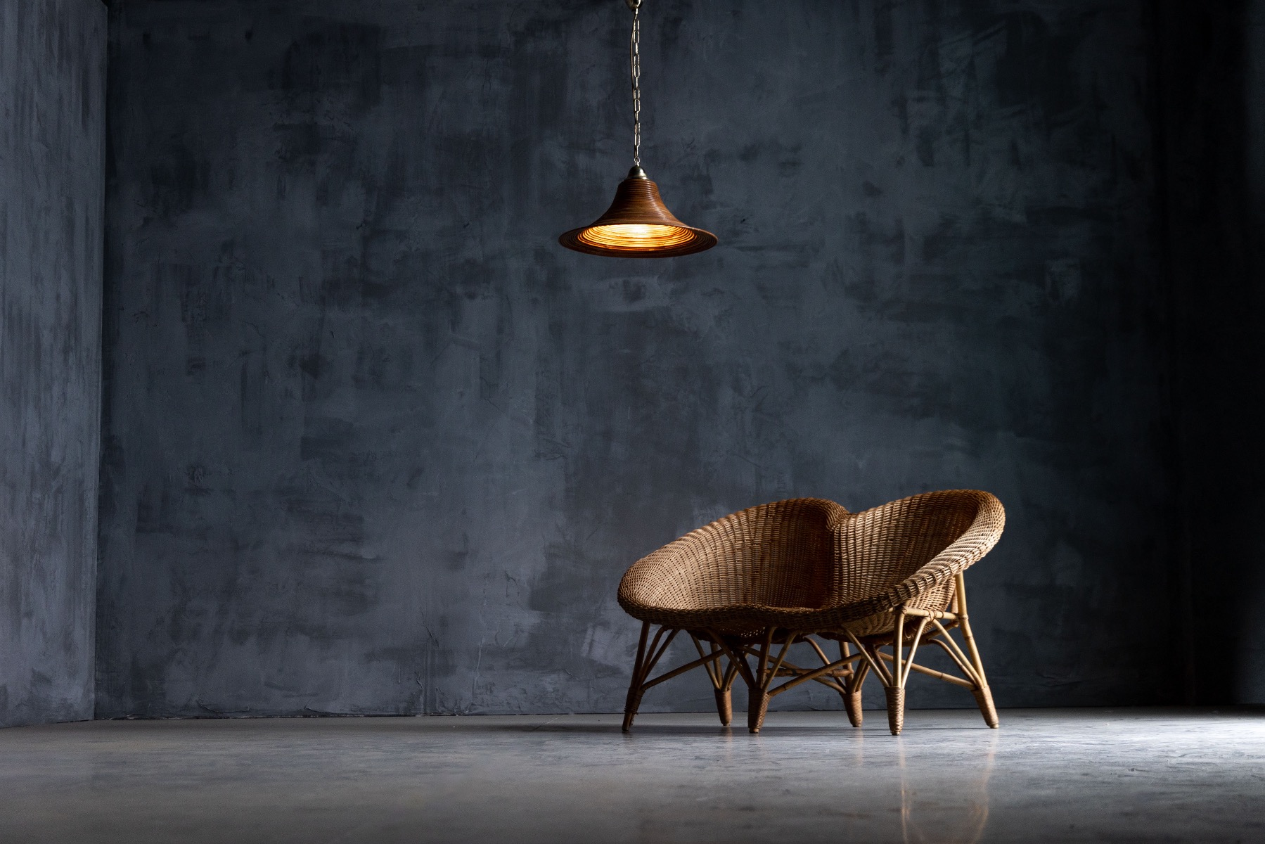 Bamboo Rattan Pendant Lamps by Vivai del Sud - 1970s