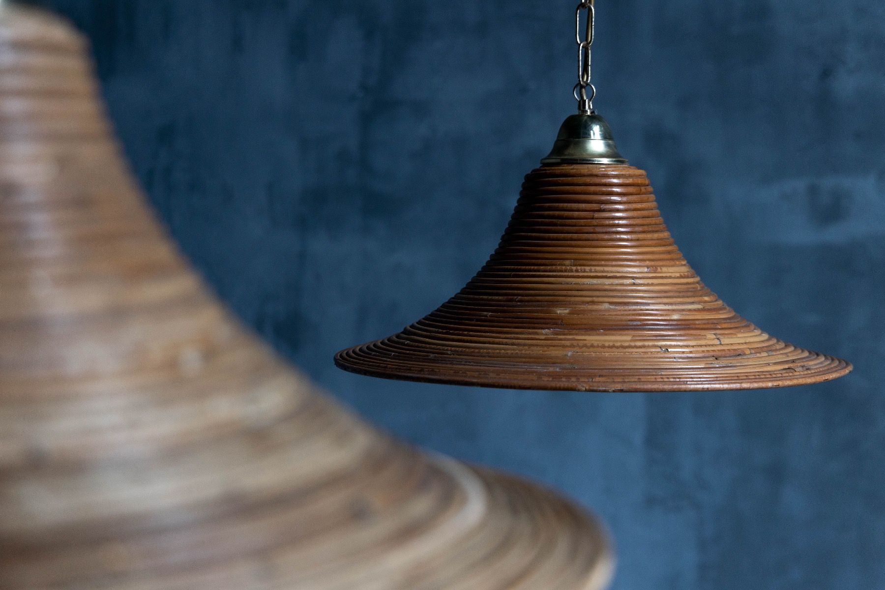 Bamboo Rattan Pendant Lamps by Vivai del Sud - 1970s