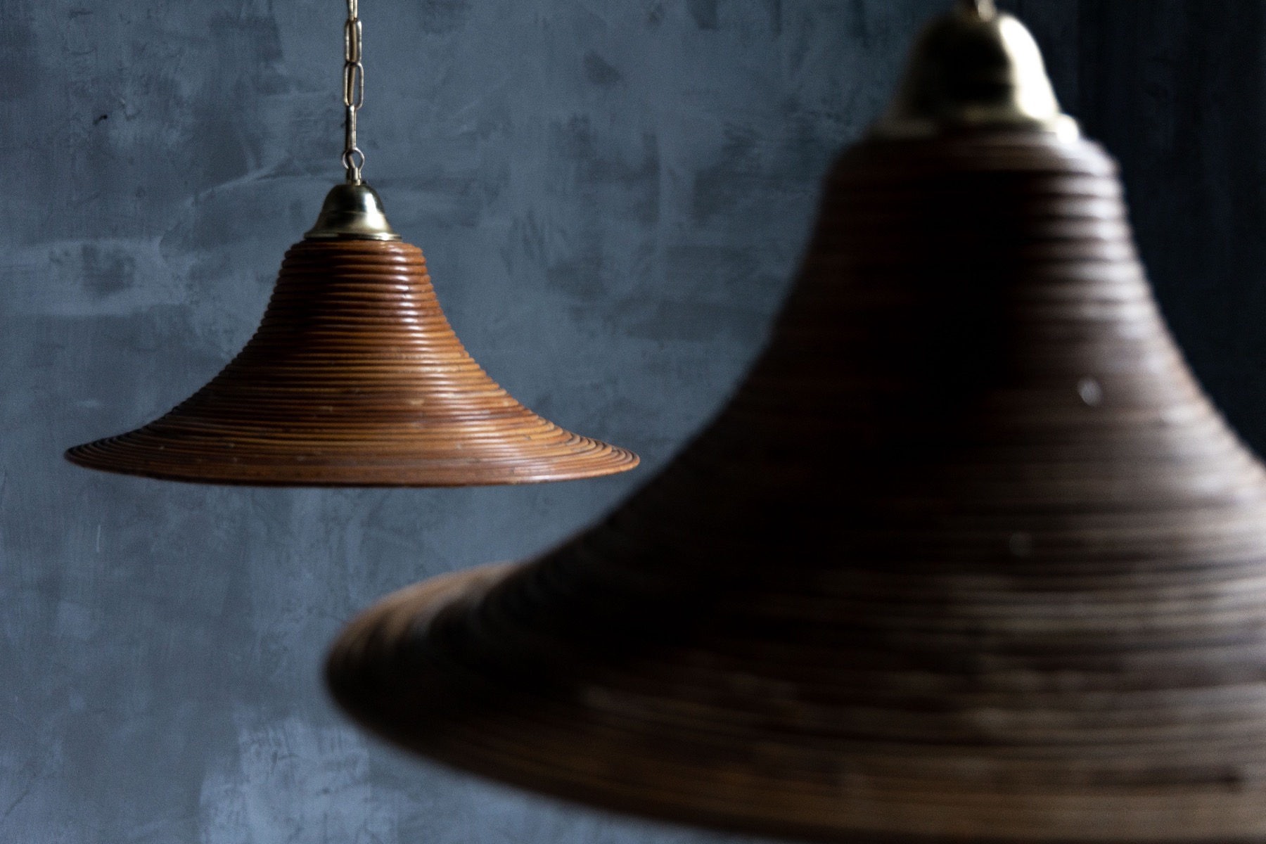 Bamboo Rattan Pendant Lamps by Vivai del Sud - 1970s