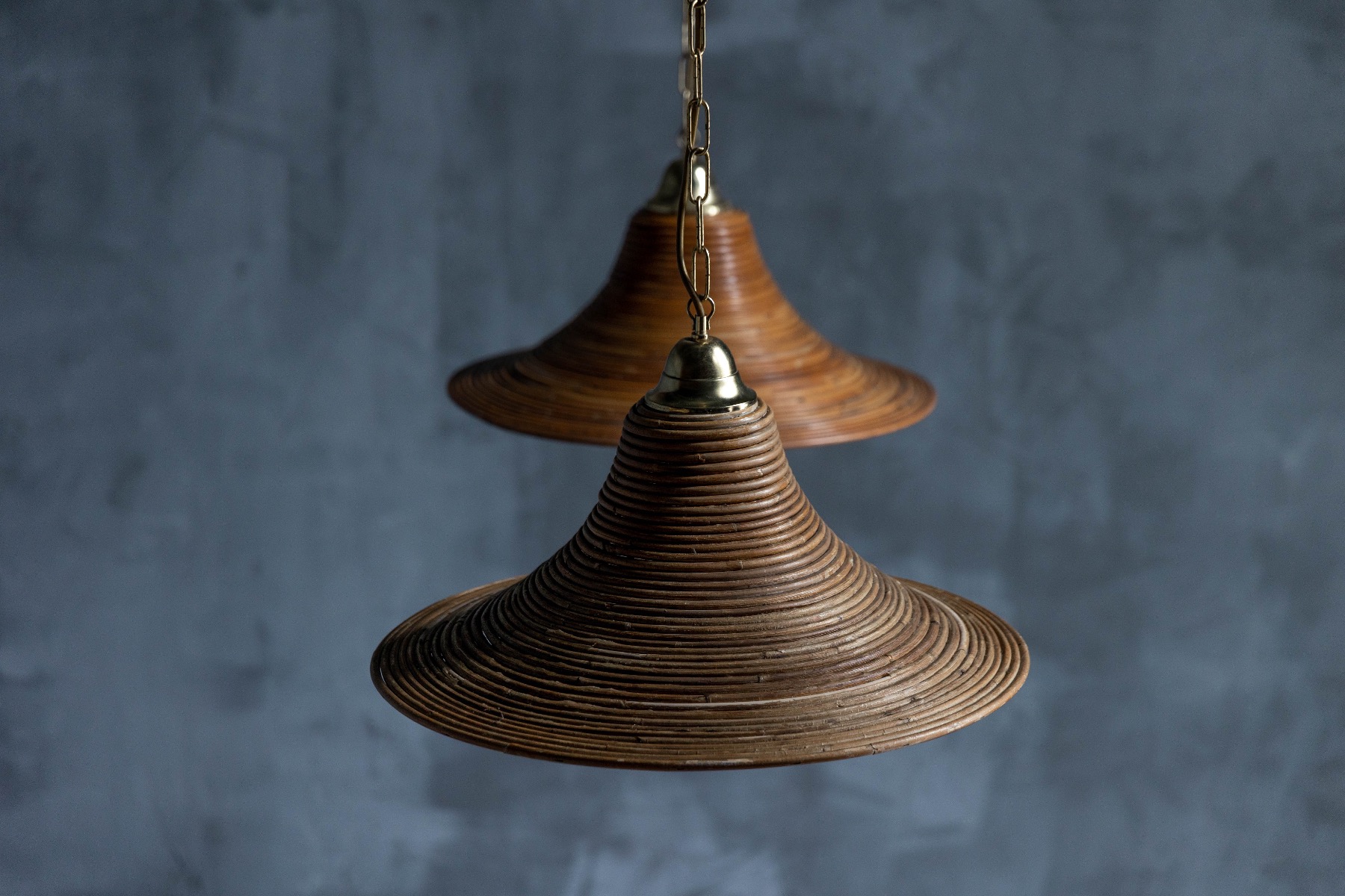 Bamboo Rattan Pendant Lamps by Vivai del Sud - 1970s