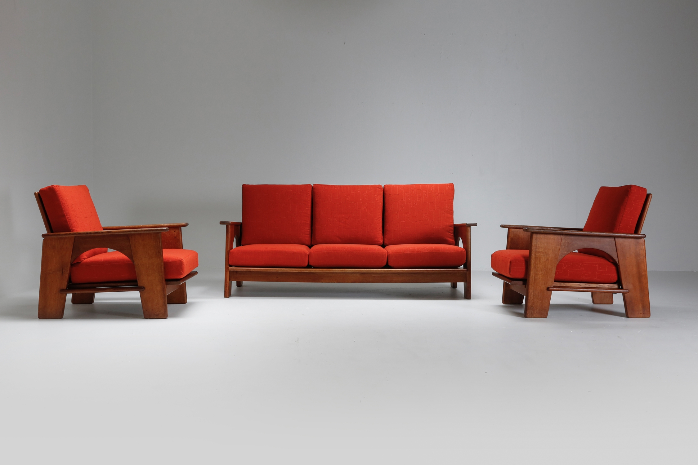 Dutch Oakwood Modernist Lounge Sofa by Bas Van Pelt - 1940's