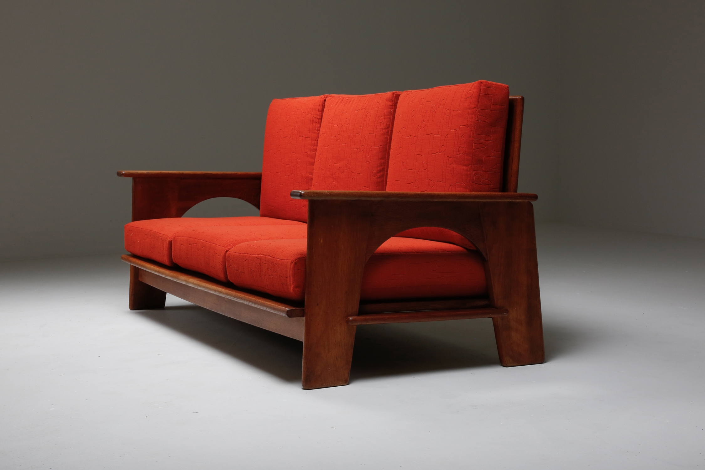 Dutch Oakwood Modernist Lounge Sofa by Bas Van Pelt - 1940's