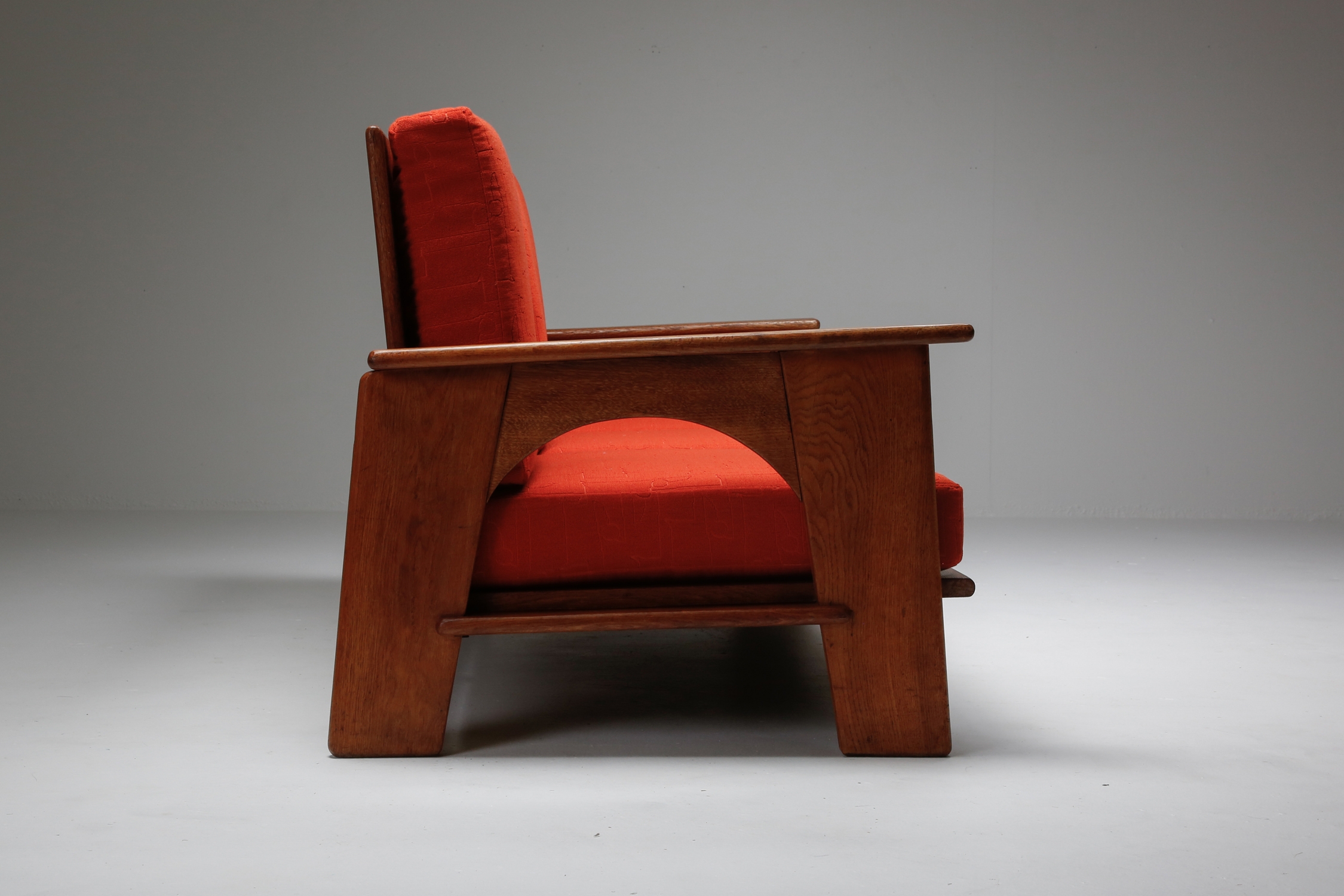 Dutch Oakwood Modernist Lounge Sofa by Bas Van Pelt - 1940's