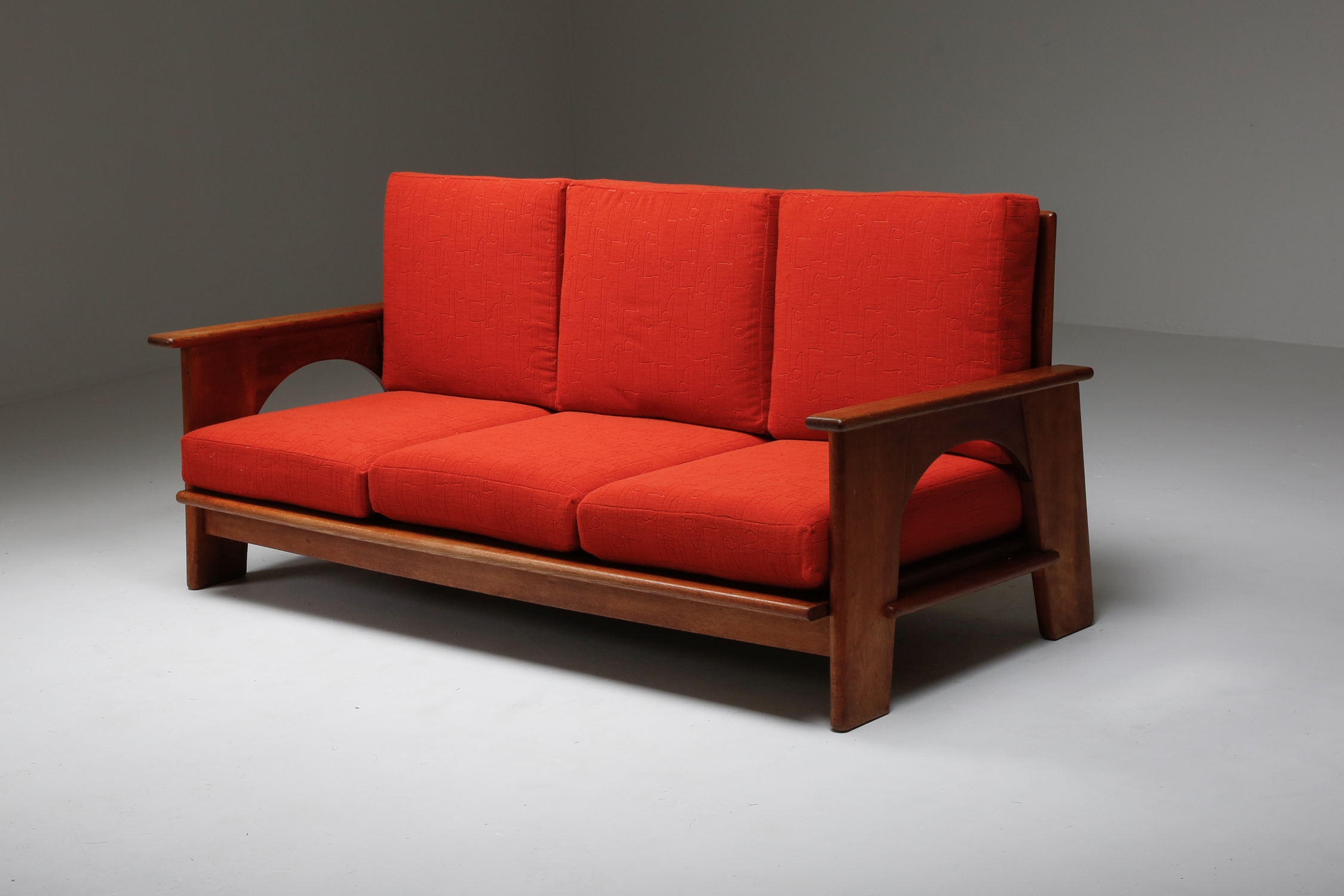 Dutch Oakwood Modernist Lounge Sofa by Bas Van Pelt - 1940's
