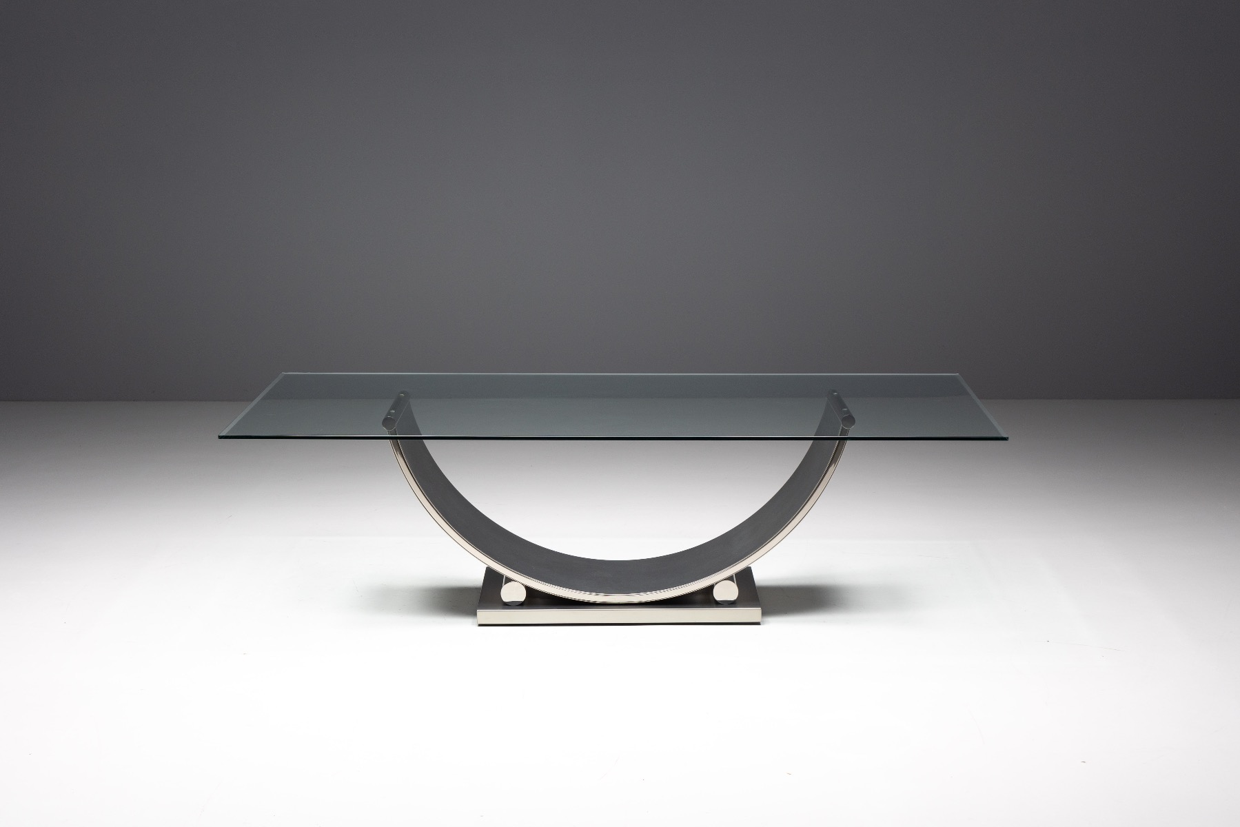 Belgo Chrom Table In Brushed Steel - 1970s