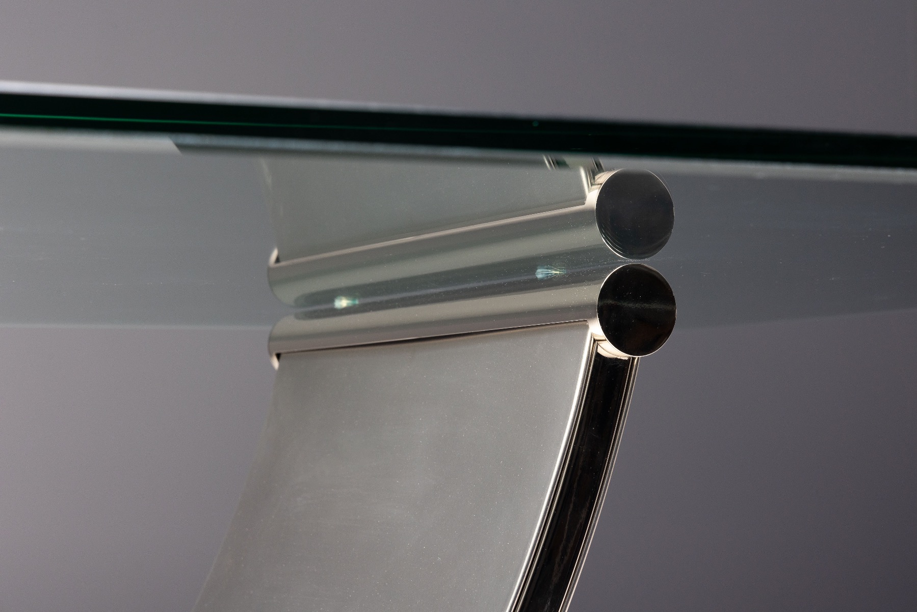 Belgo Chrom Table In Brushed Steel - 1970s