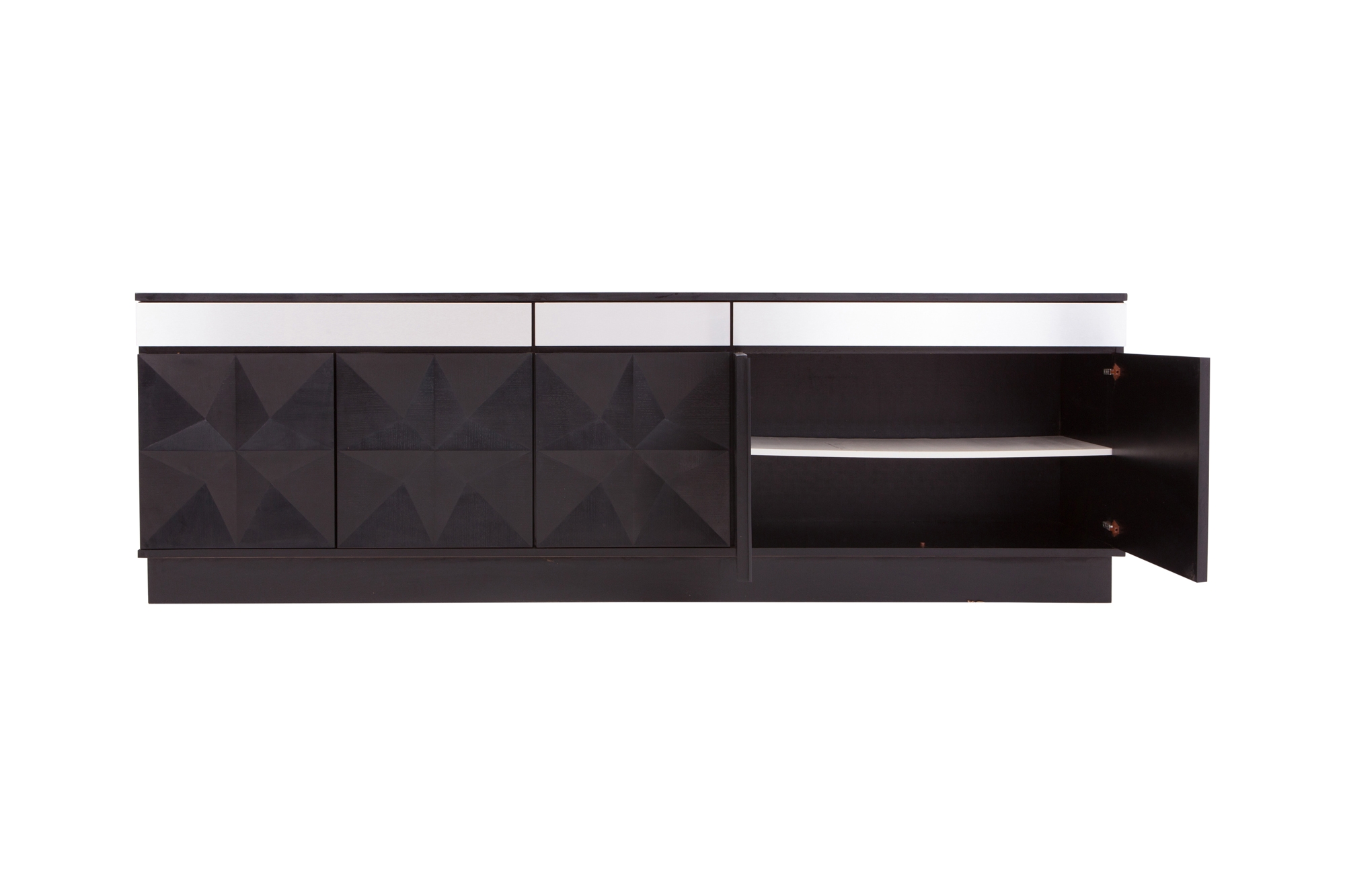 Large Brutalist Sideboard with Brushed Steel Details - 1960s