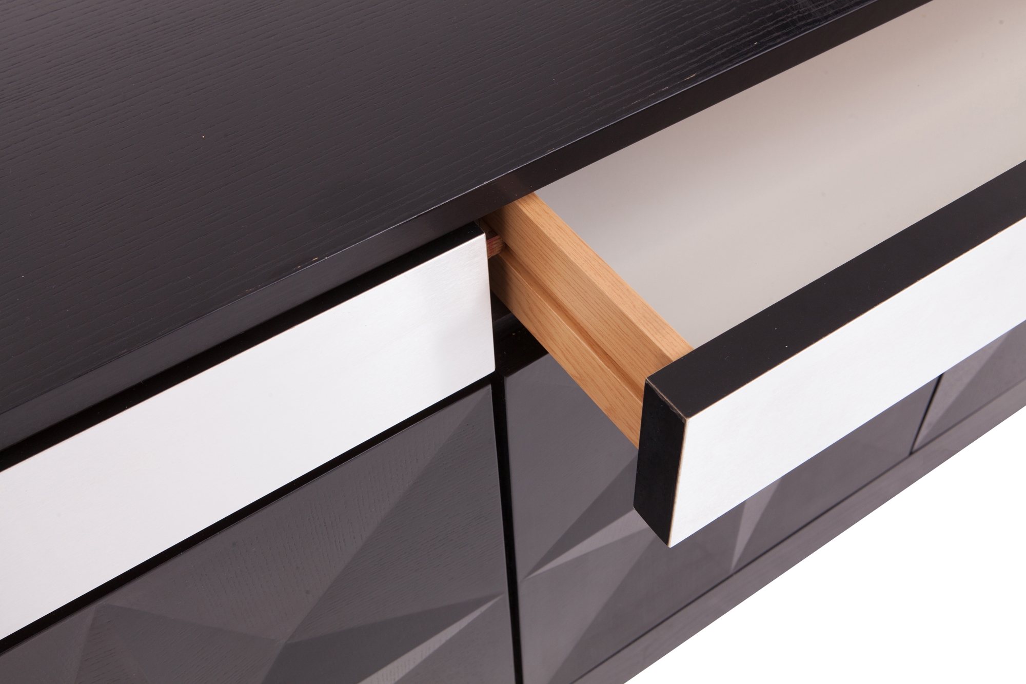 Large Brutalist Sideboard with Brushed Steel Details - 1960s