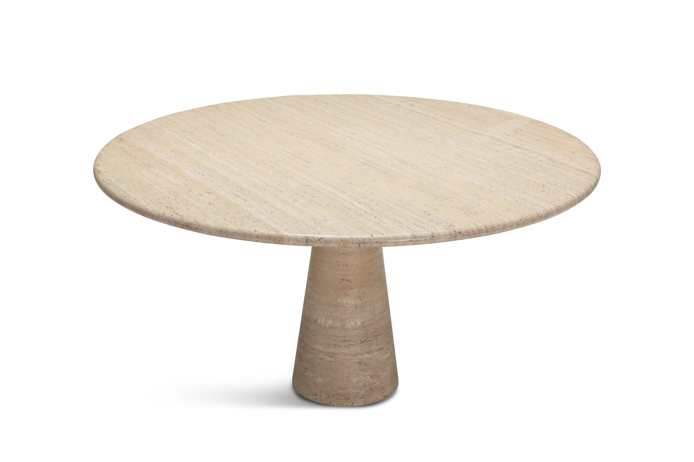 Angelo Mangiarotti Round Travertine Dining Table - 1970s