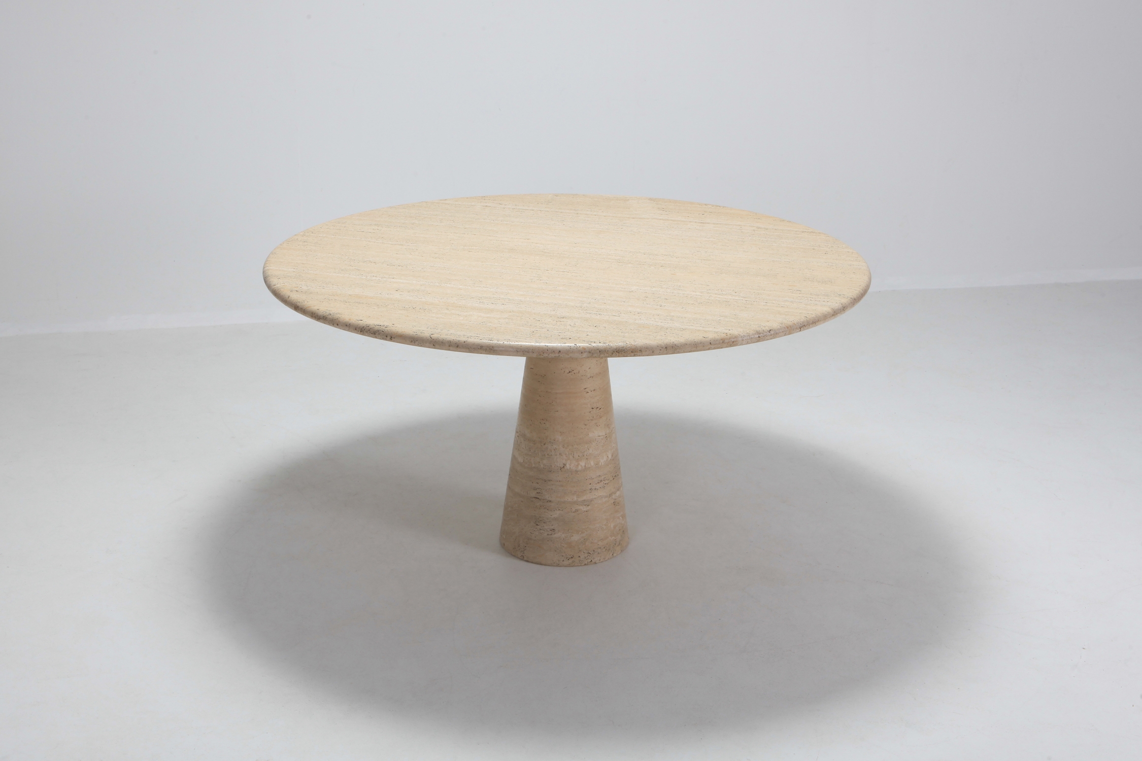 Angelo Mangiarotti Round Travertine Dining Table - 1970s