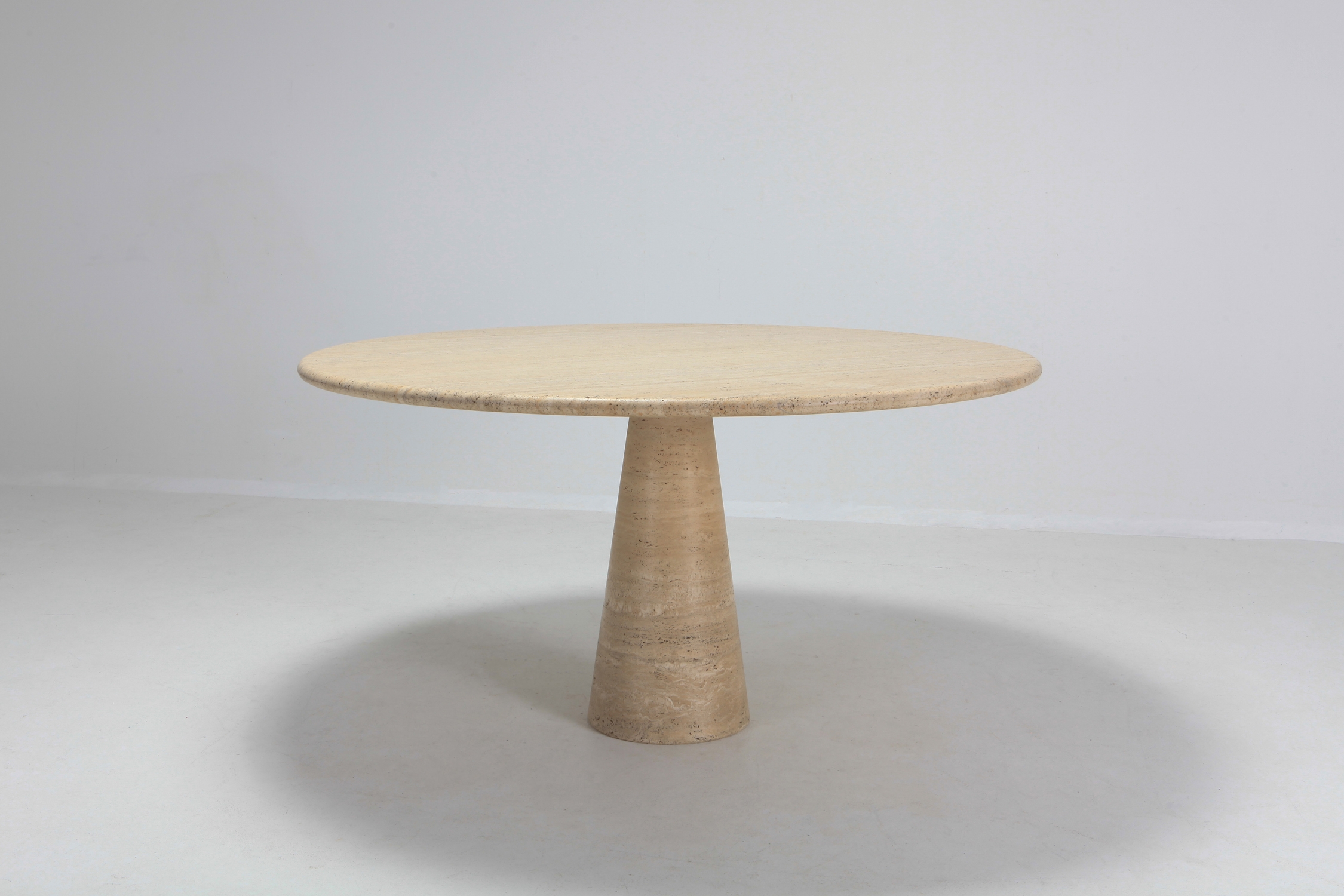 Angelo Mangiarotti Round Travertine Dining Table - 1970s