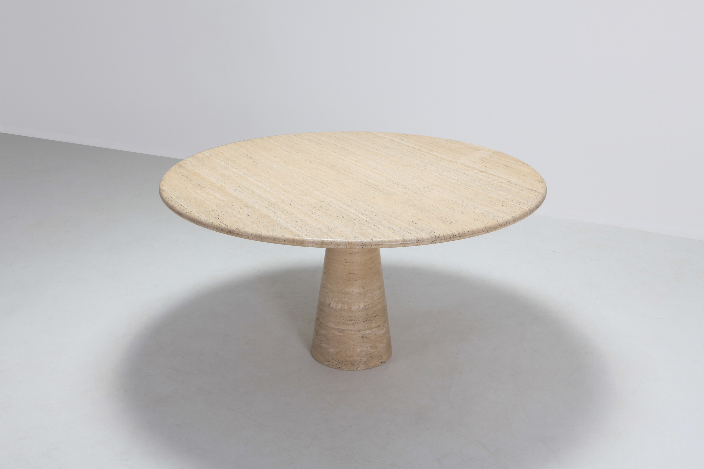Angelo Mangiarotti Round Travertine Dining Table - 1970s