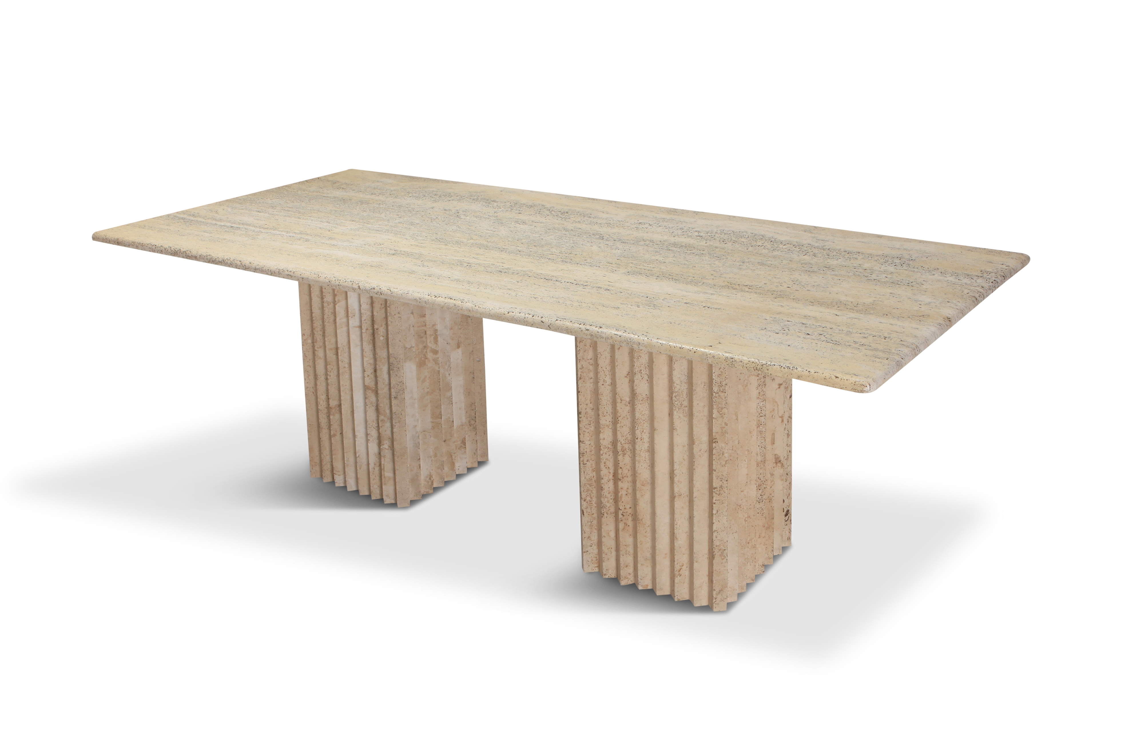 Travertine Dining Table in the Style of Carlo Scarpa and Angelo Mangiarotti - 1970s
