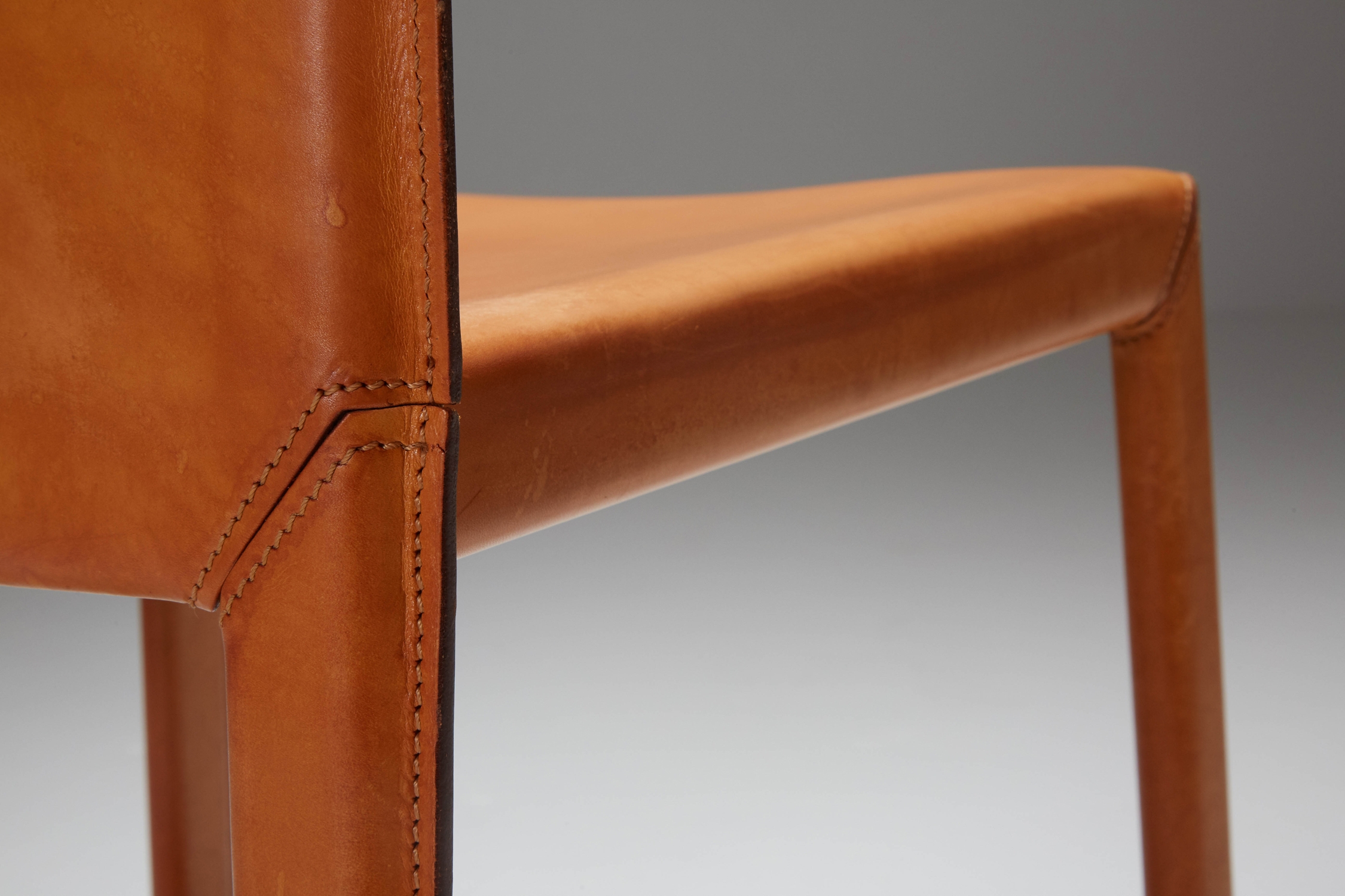 Mario Bellini "CAB" leather dining chairs for Cassina Italy - 1977