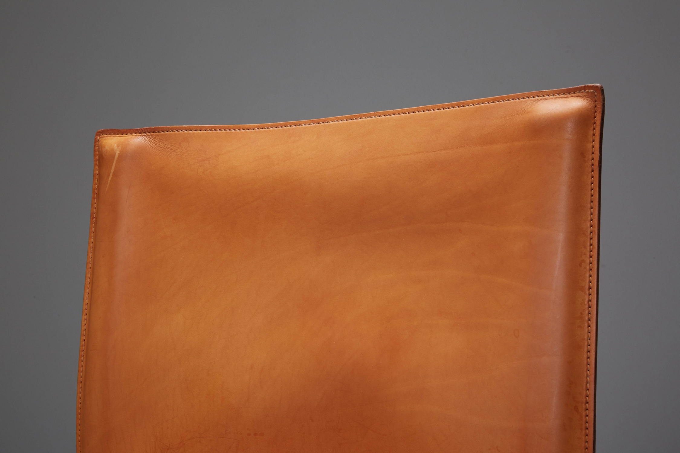 Mario Bellini "CAB" leather dining chairs for Cassina Italy - 1977
