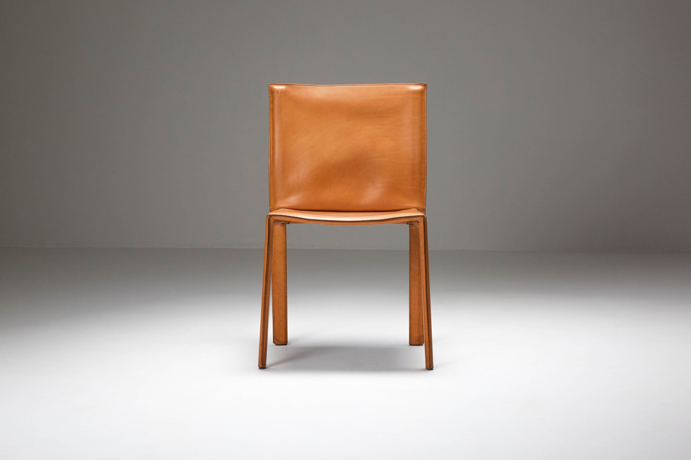 Mario Bellini "CAB" leather dining chairs for Cassina Italy - 1977