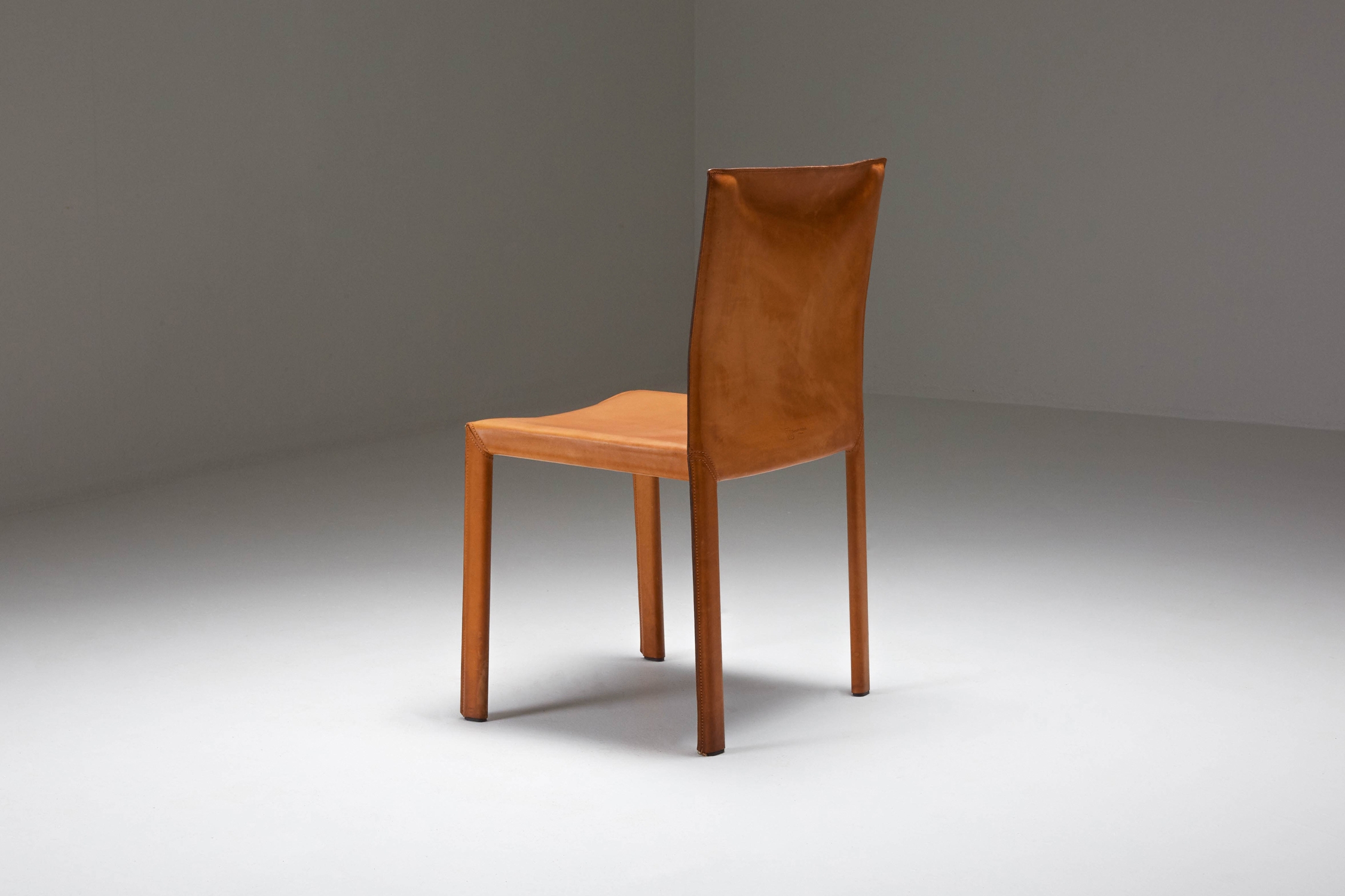 Mario Bellini "CAB" leather dining chairs for Cassina Italy - 1977
