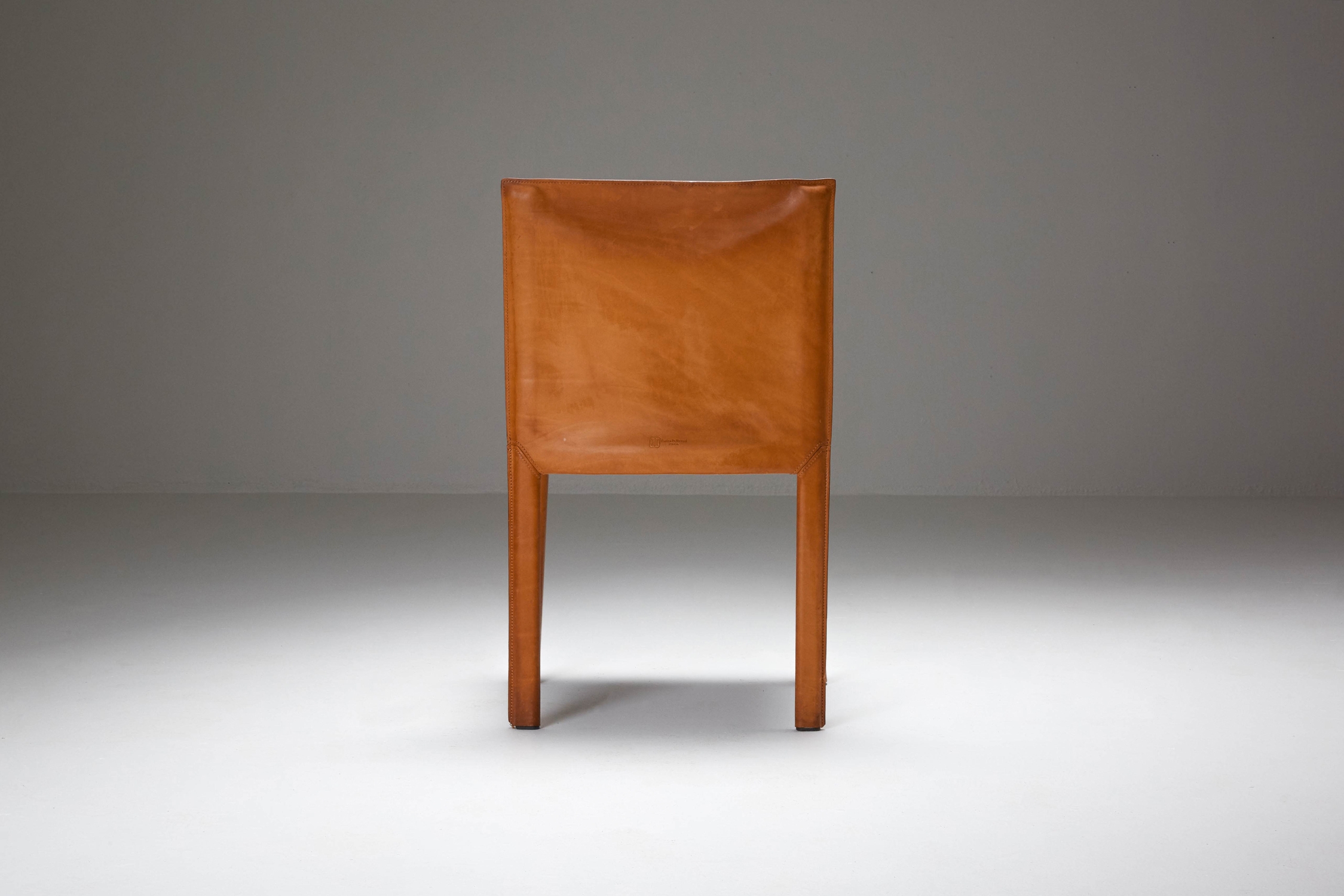 Mario Bellini "CAB" leather dining chairs for Cassina Italy - 1977