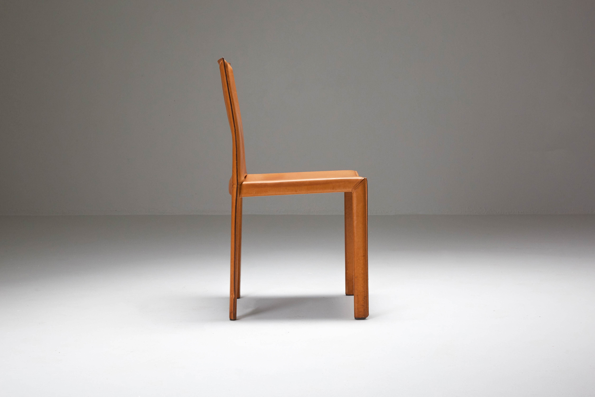 Mario Bellini "CAB" leather dining chairs for Cassina Italy - 1977