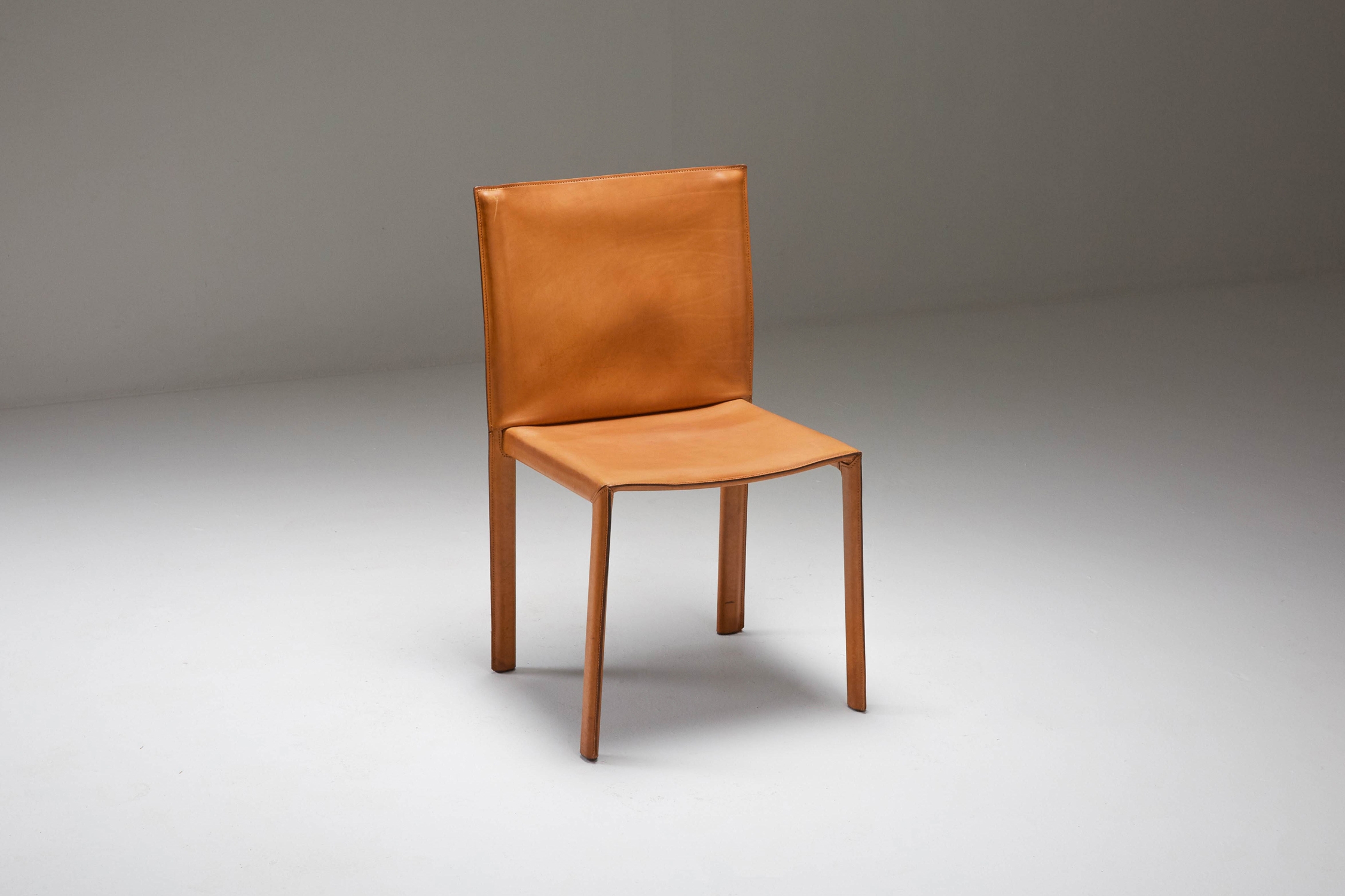 Mario Bellini "CAB" leather dining chairs for Cassina Italy - 1977
