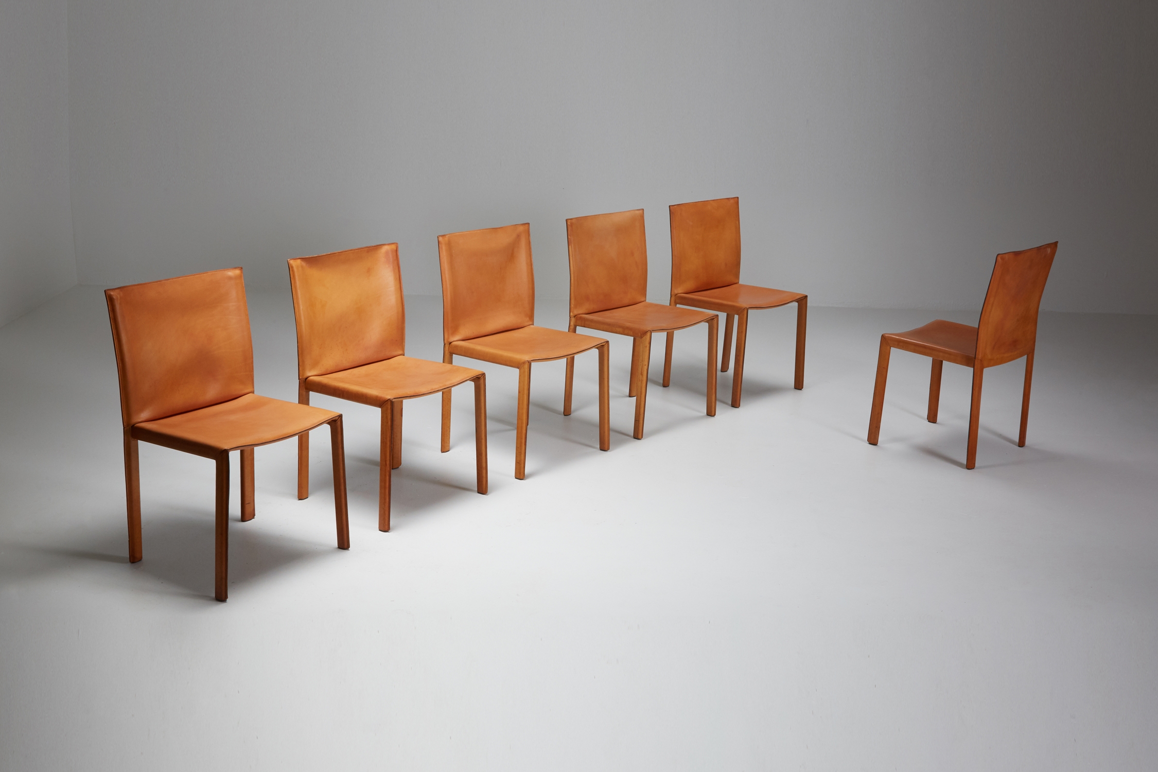 Mario Bellini "CAB" leather dining chairs for Cassina Italy - 1977