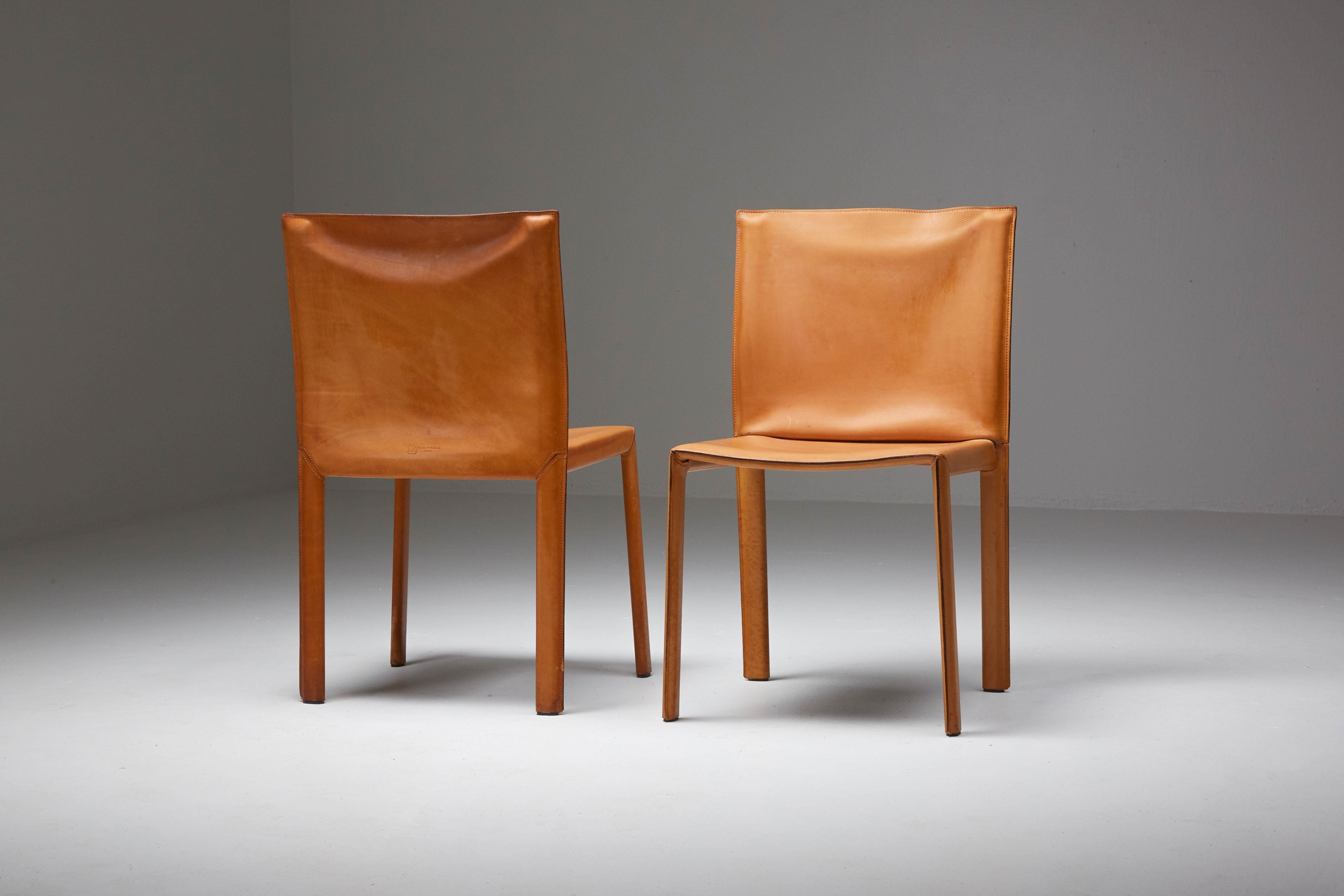 Mario Bellini "CAB" leather dining chairs for Cassina Italy - 1977