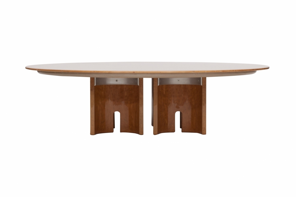  High Gloss Burl Round Coffee Table For Saporiti, Giovanni Offredi - 1980s