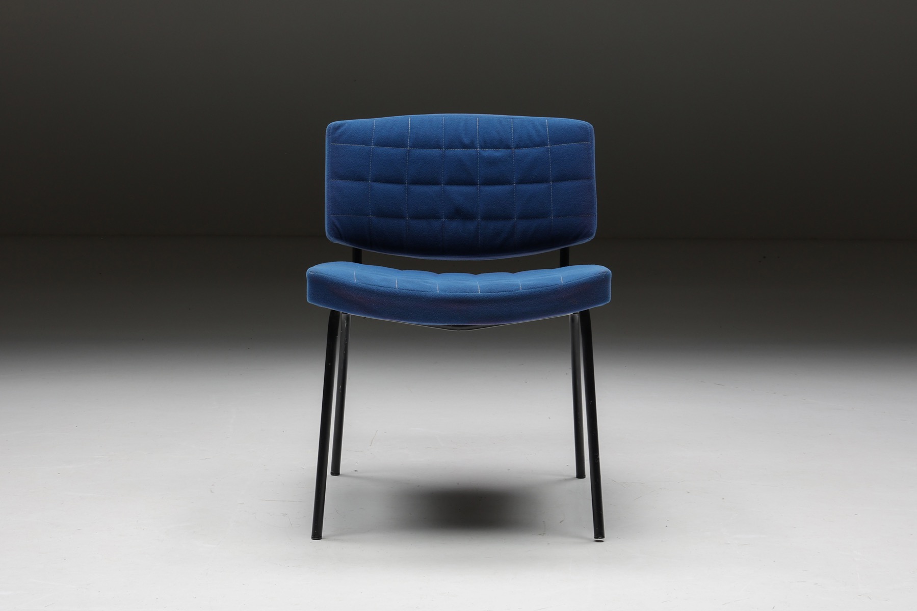 Chairs in Blue Fabric & Metal Frame - 1980's