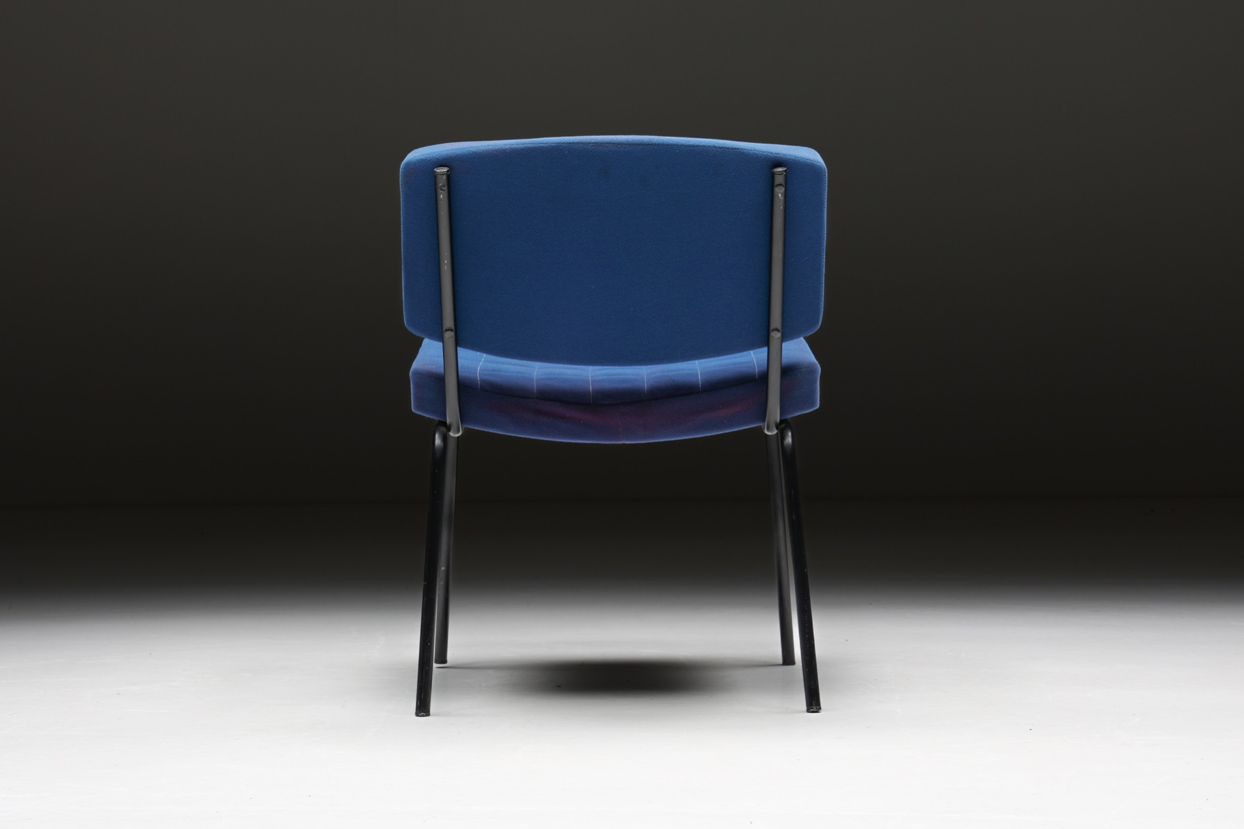 Chairs in Blue Fabric & Metal Frame - 1980's