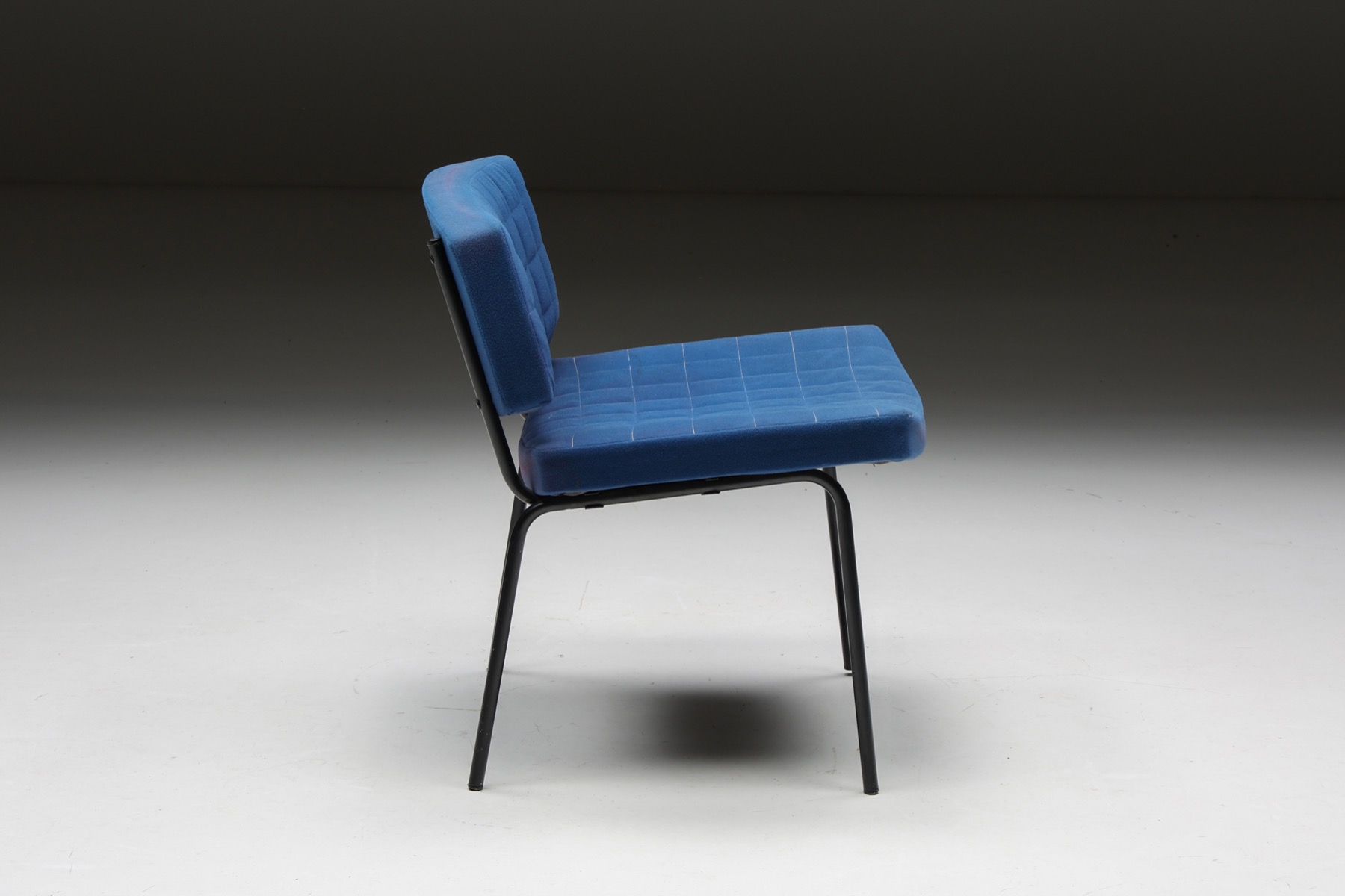 Chairs in Blue Fabric & Metal Frame - 1980's