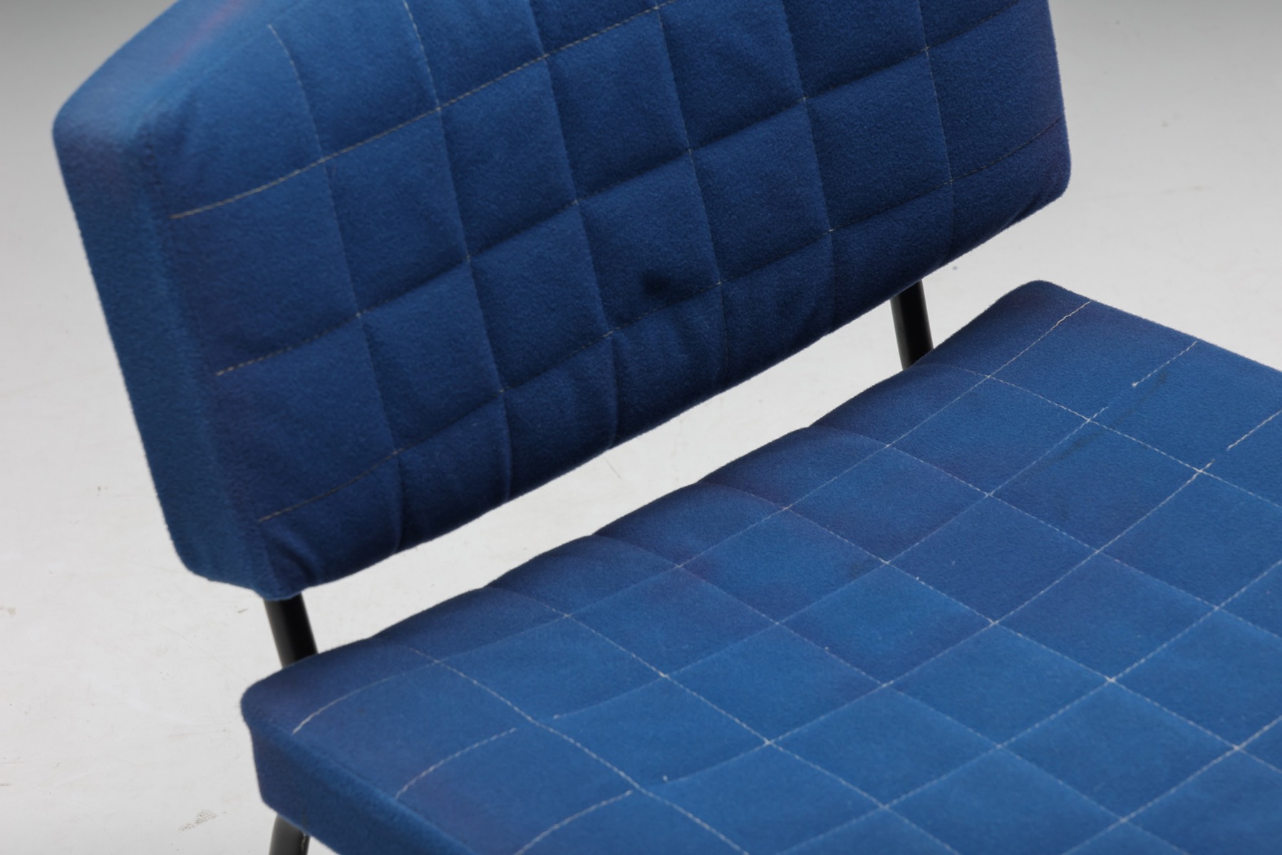 Chairs in Blue Fabric & Metal Frame - 1980's