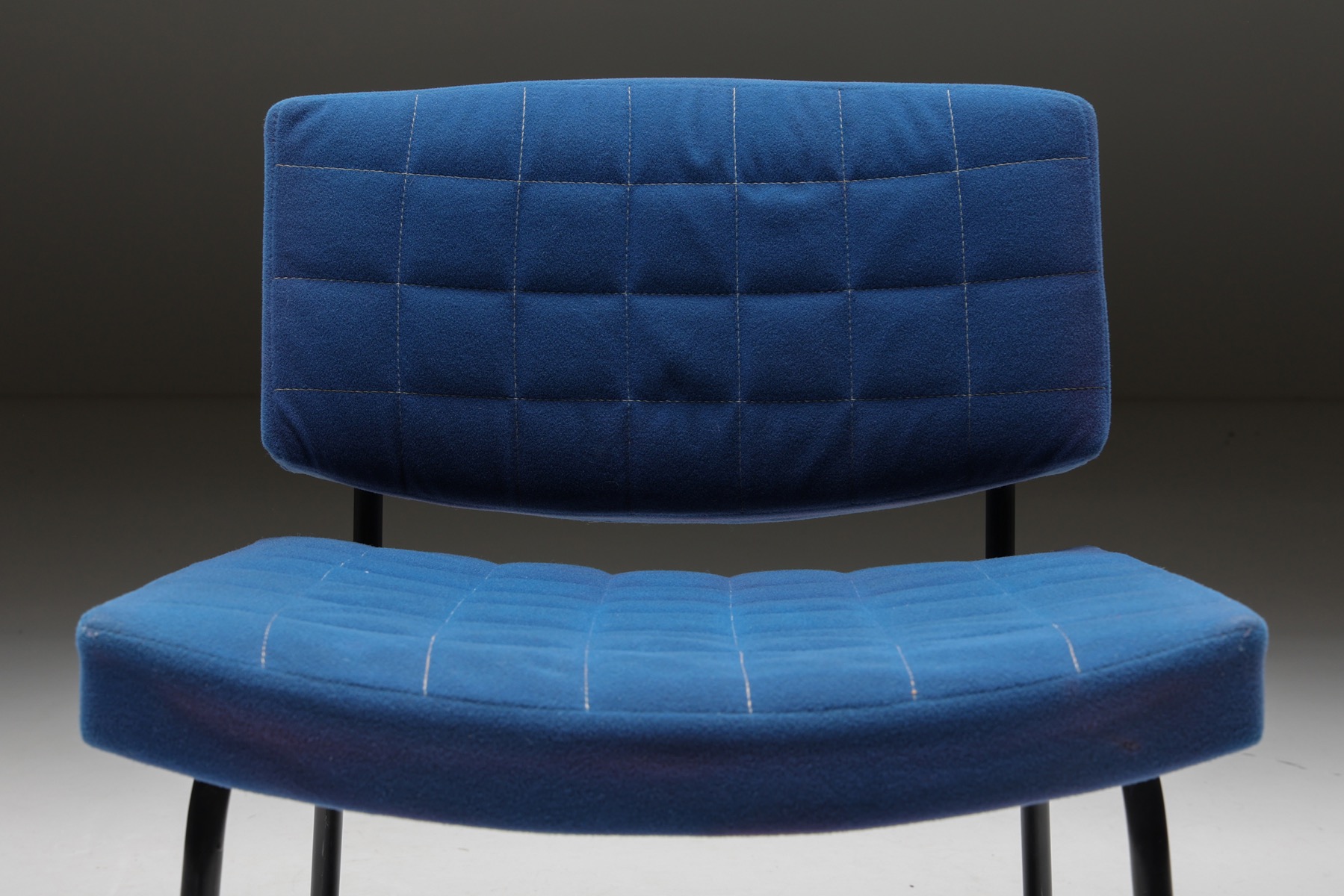 Chairs in Blue Fabric & Metal Frame - 1980's