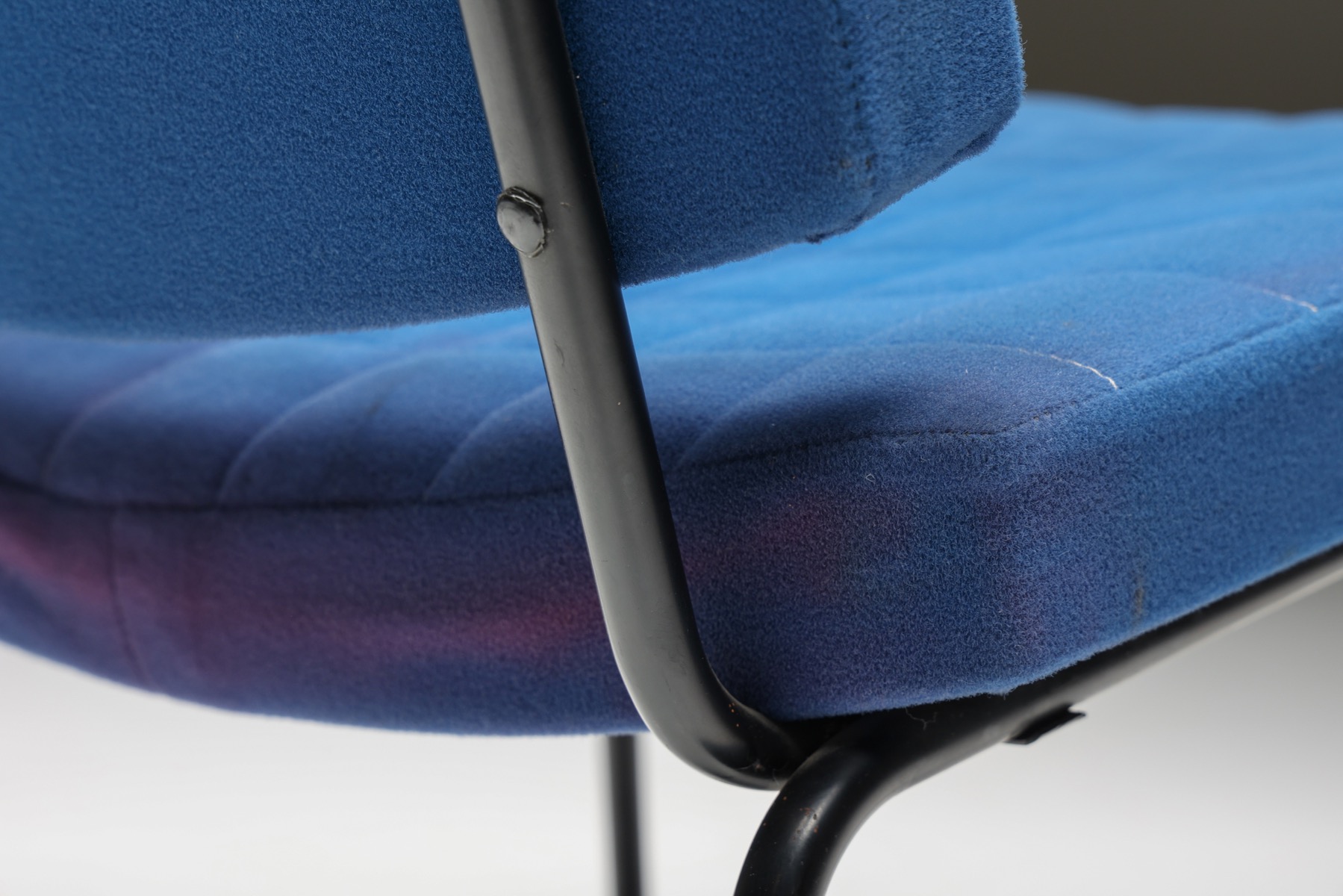 Chairs in Blue Fabric & Metal Frame - 1980's