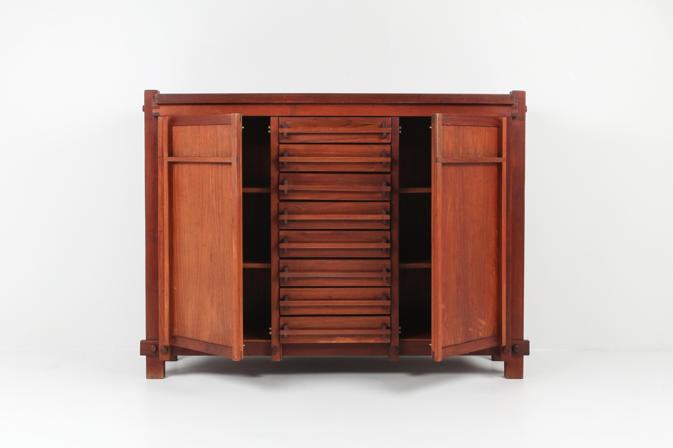 French Elm Cabinet In The Style Of Pierre Chapo - 1960s