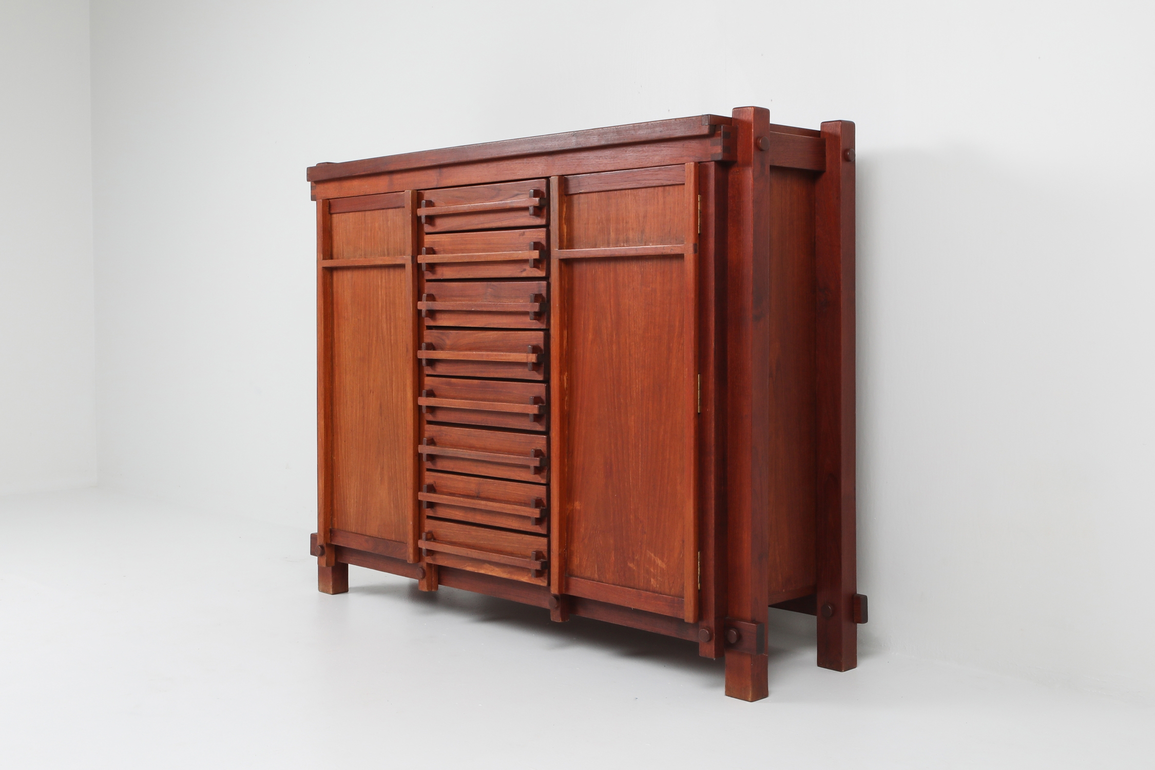 French Elm Cabinet In The Style Of Pierre Chapo - 1960s