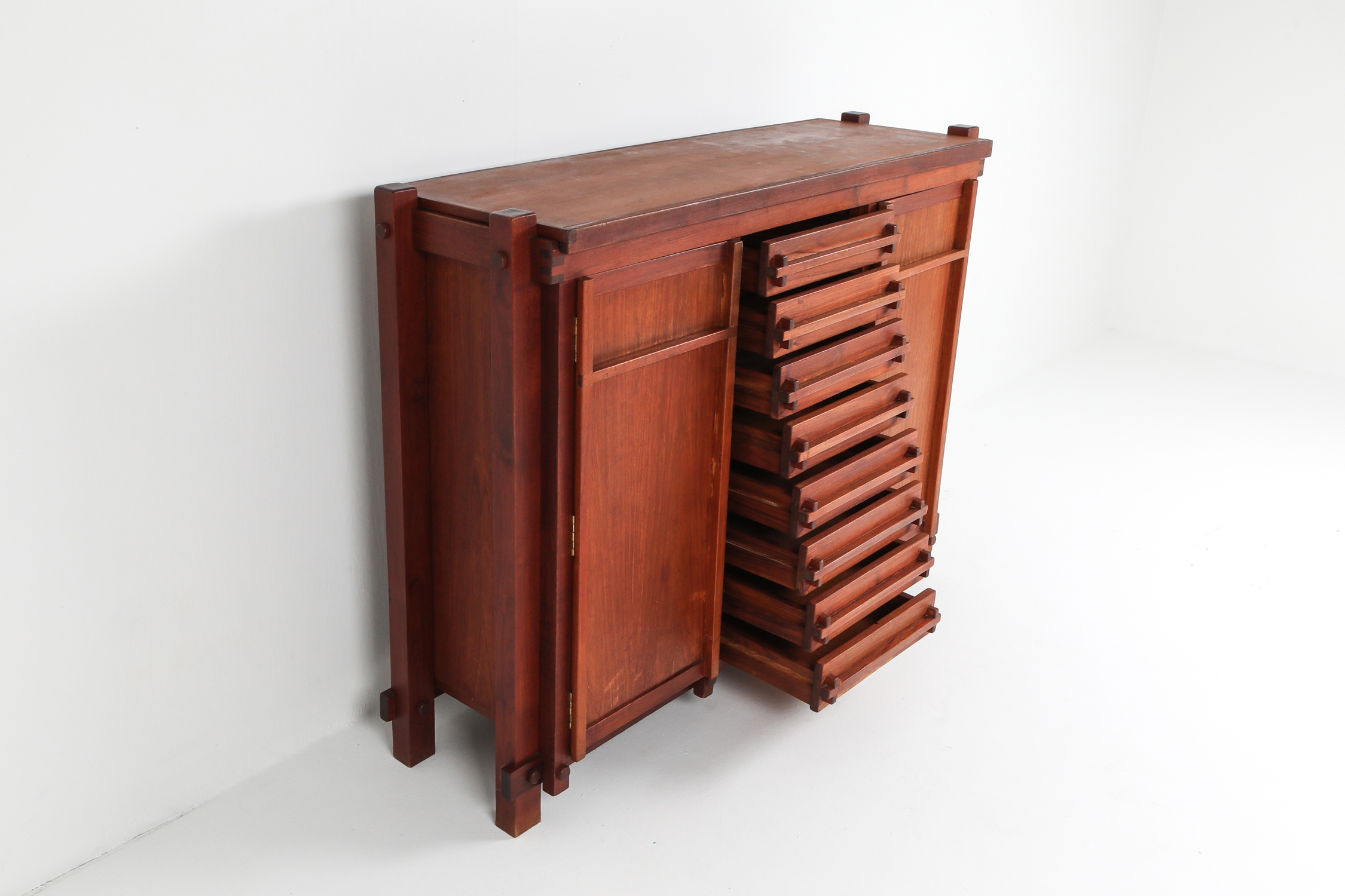 French Elm Cabinet In The Style Of Pierre Chapo - 1960s