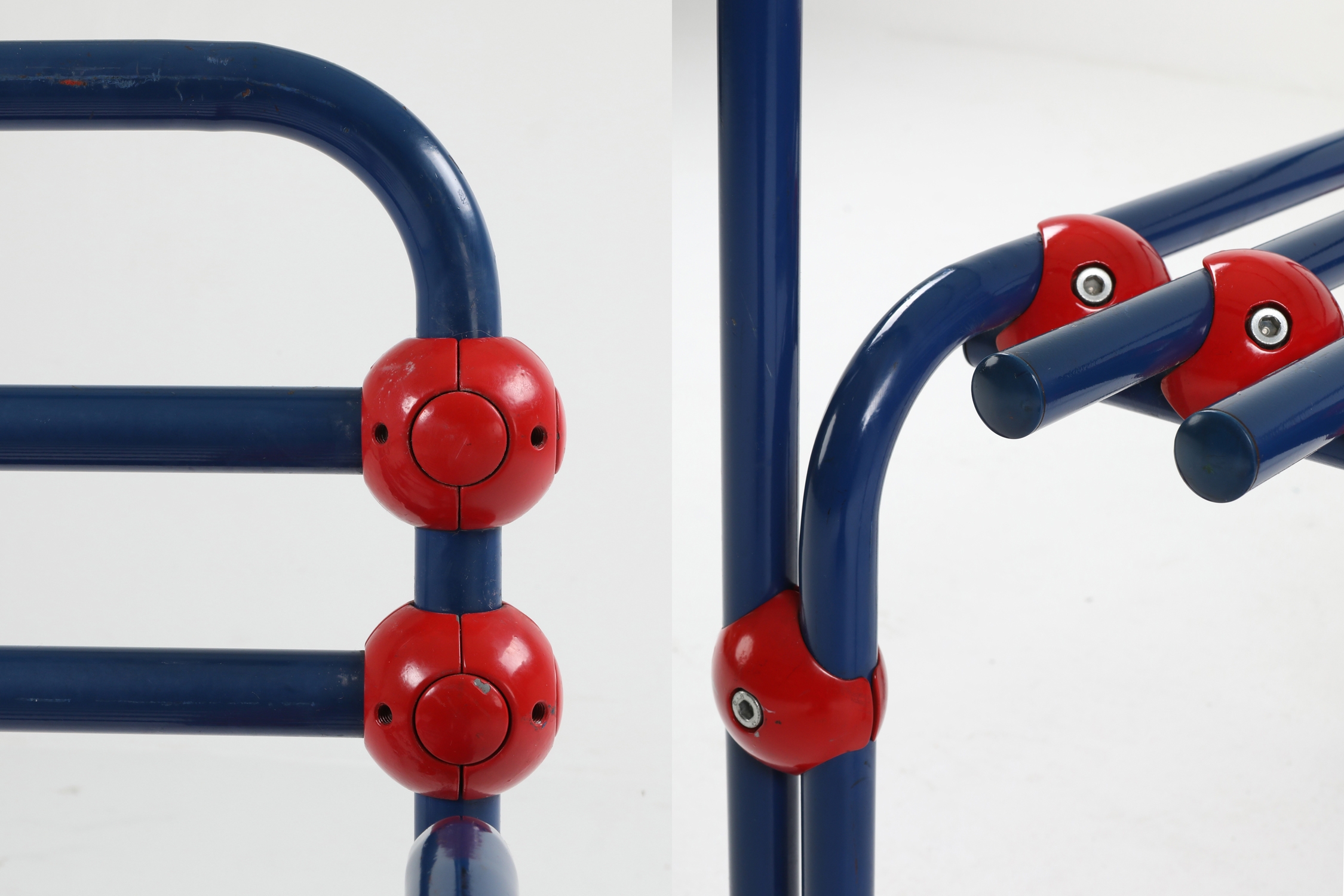 Italian Postmodern Pair of Armchairs in Red and Blue - 1980s