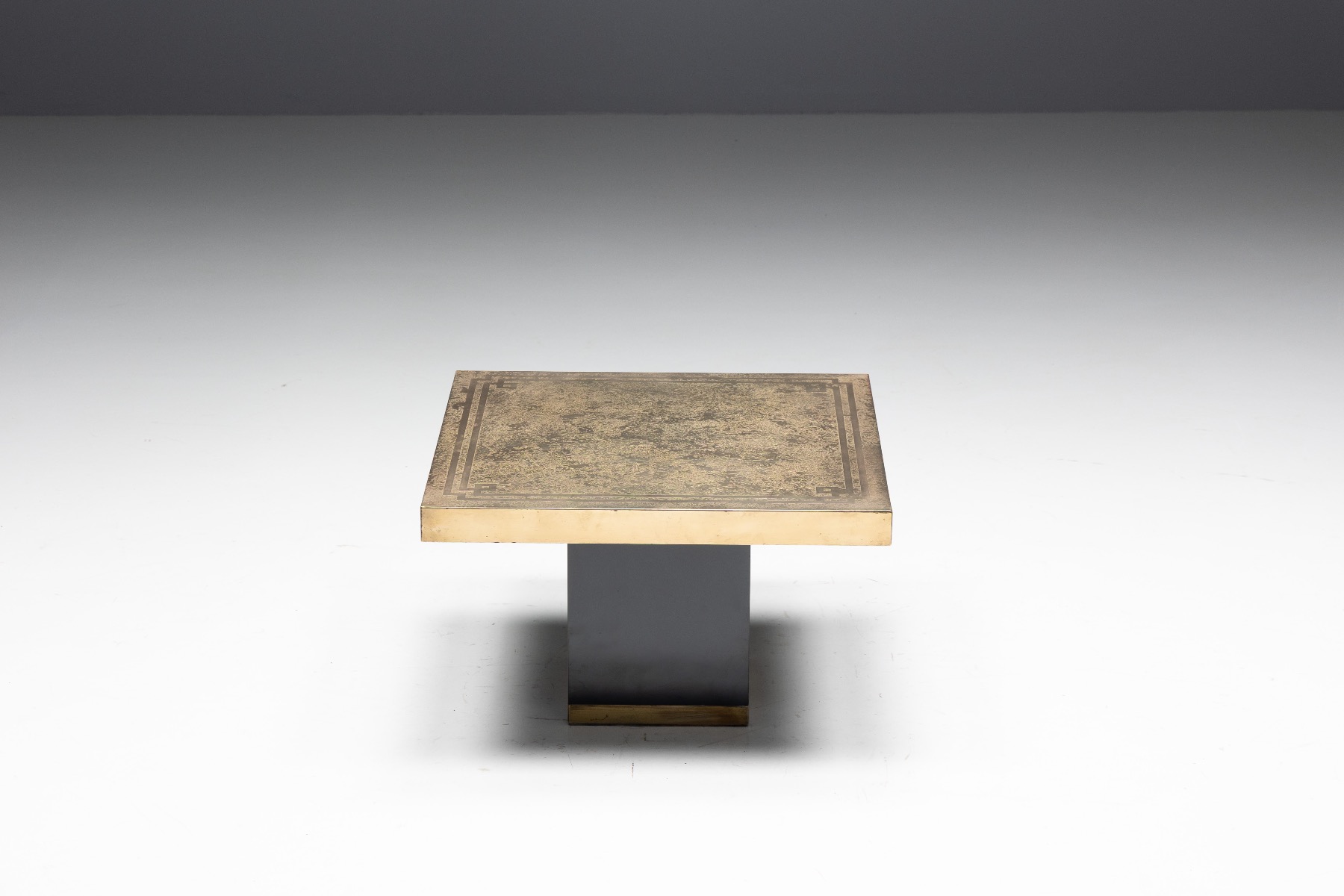 Brass Etched Hollywood Regency Side Tables by Georges Mathias - 1970s